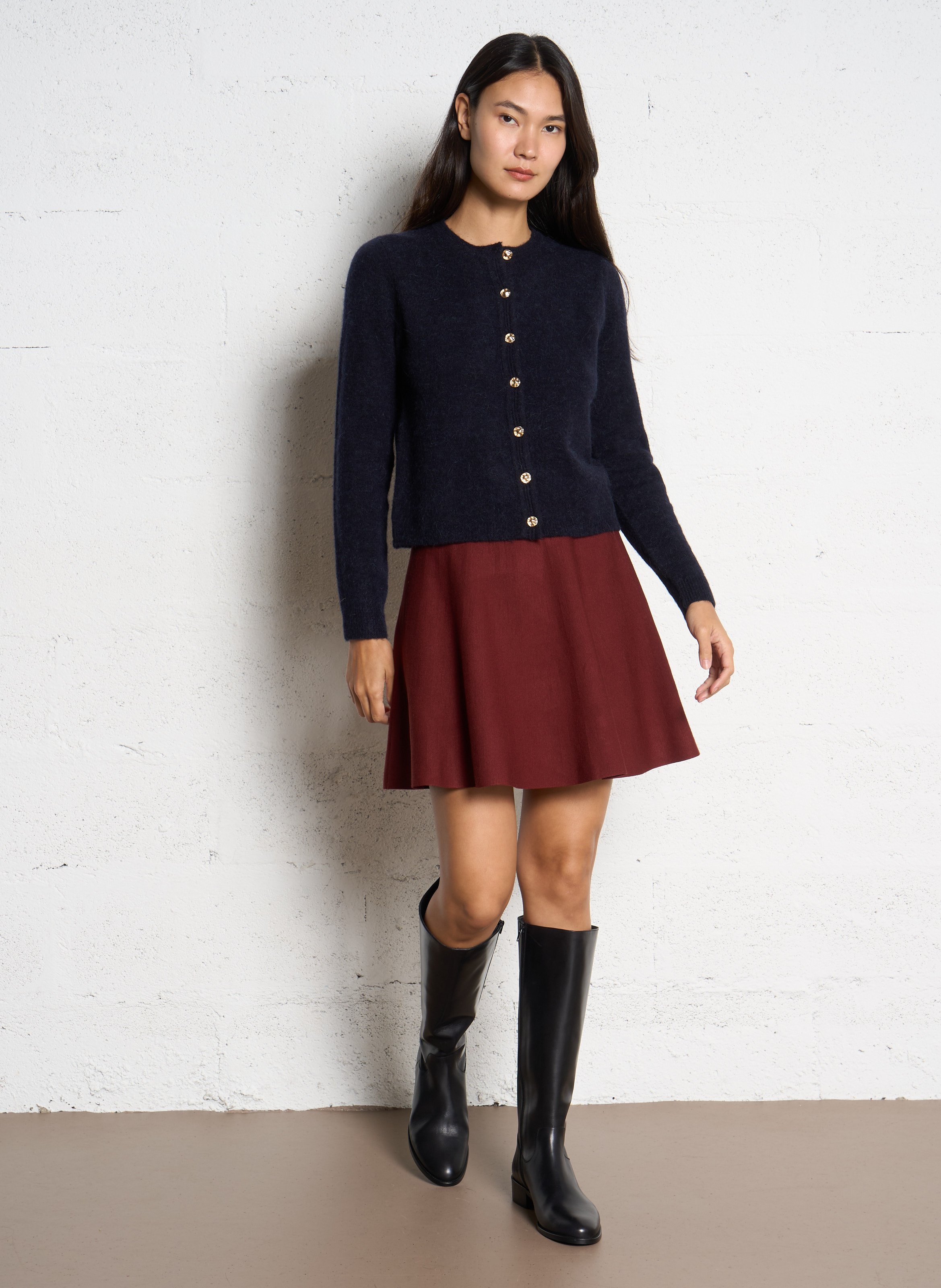 Oversized round neck wool blend vest PETITE MENDIGOTE Blue