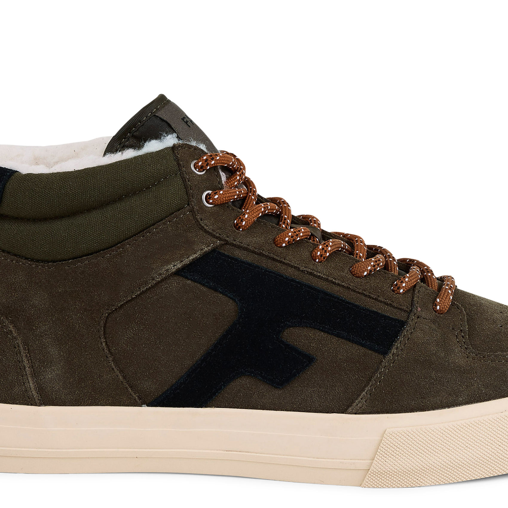 Halfhoge sneakers van gemengd leer FAGUO Kaki