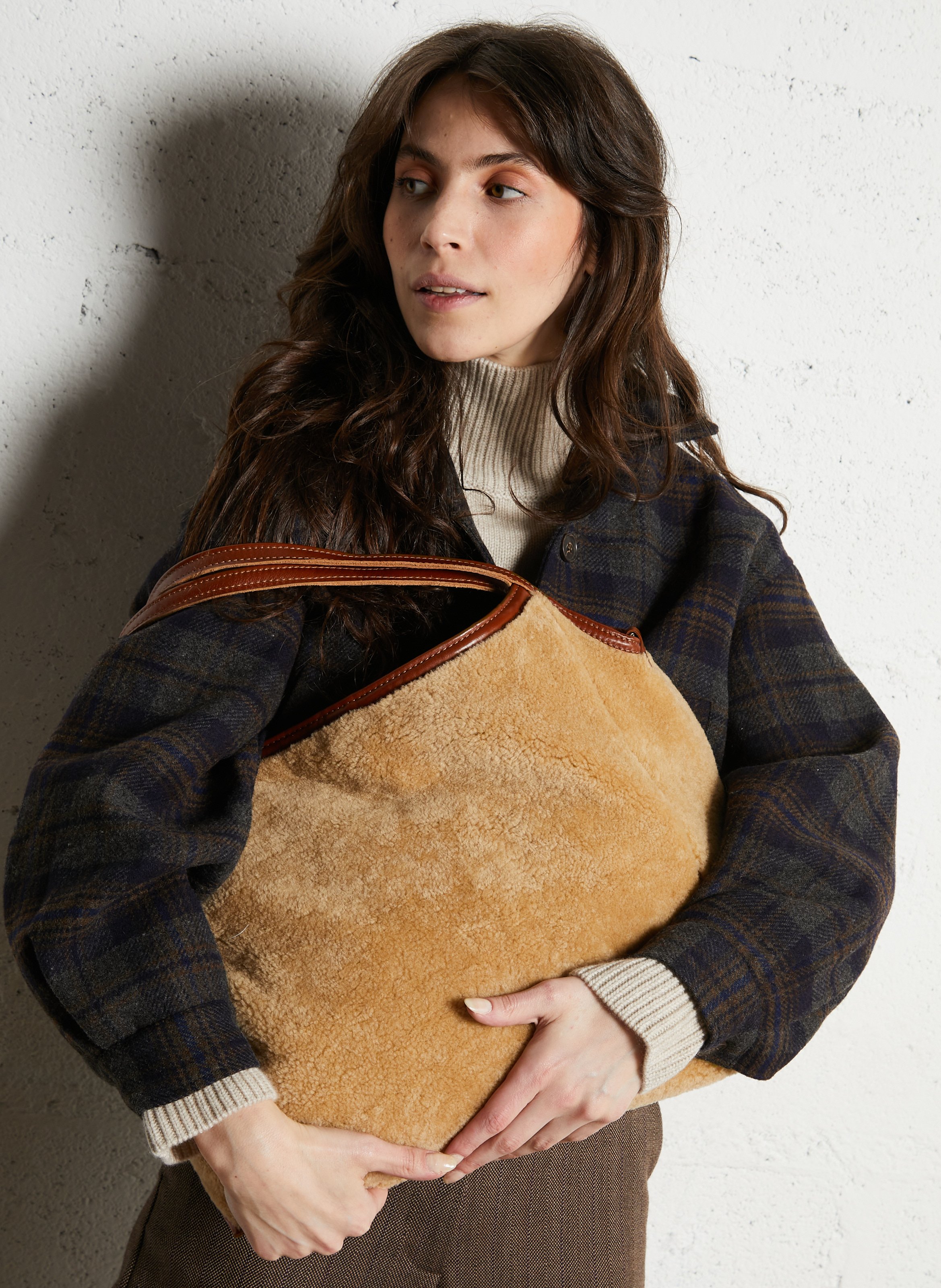 Weiche Shopper-Tasche aus Kunstpelz BELLEROSE Beige