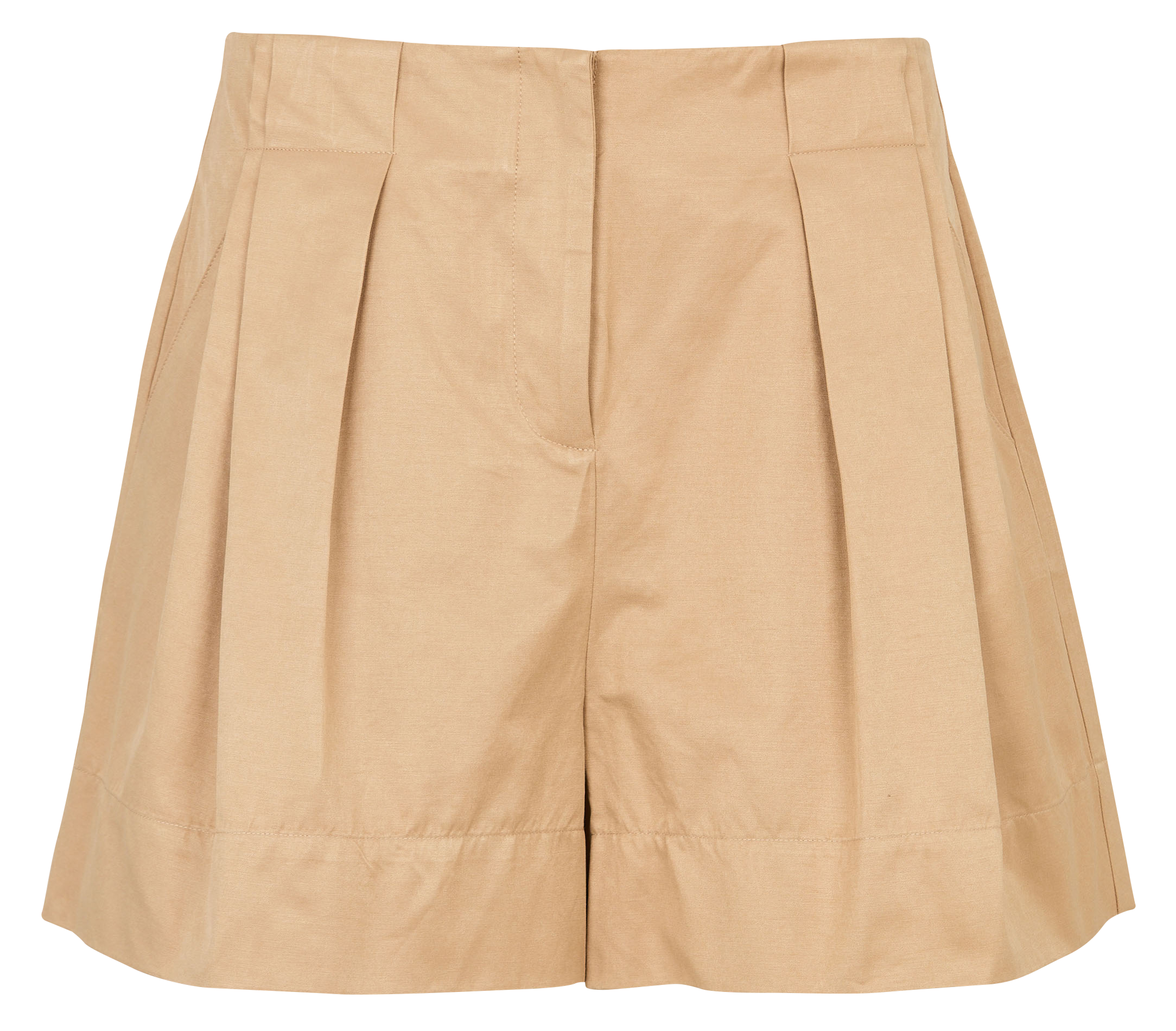 Ausgestellter Rock mit Falten in Uni SUNCOO Beige