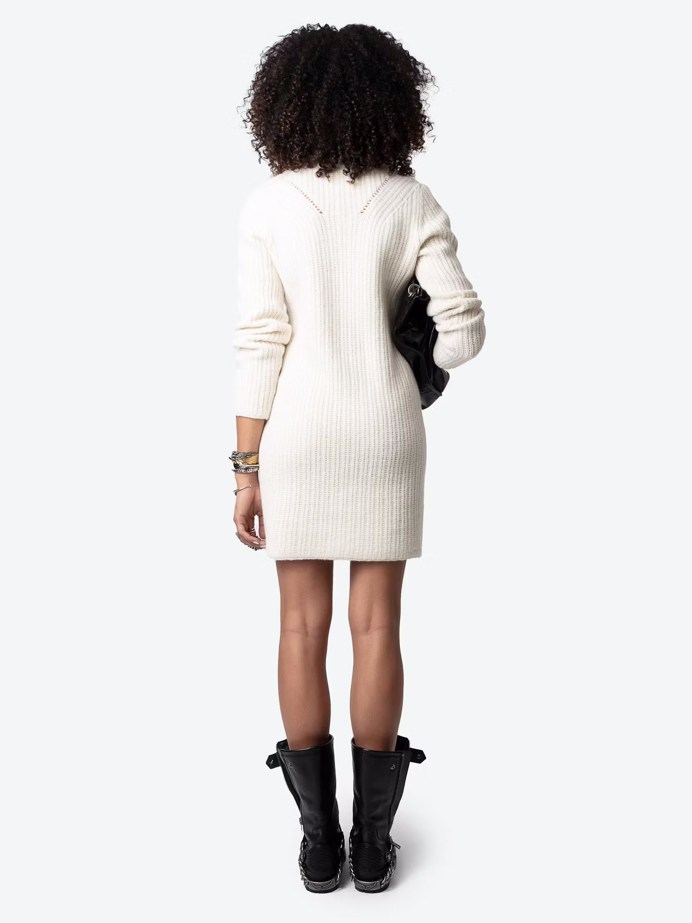 Robe courte côtelée en laine ZADIG&VOLTAIRE Blanc