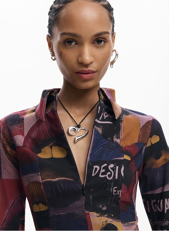 Desigual korte jurk met all over print oranje/bordeaux Desigual korte jurk met all over print oranje/bordeaux