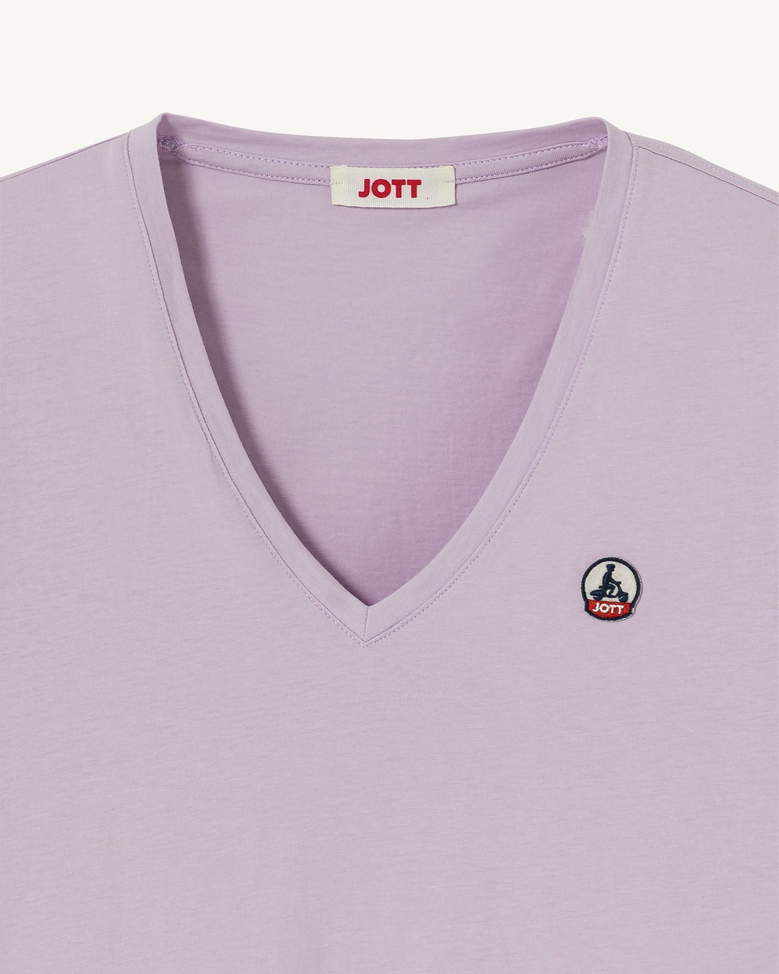Solid V-neck t-shirt in organic cotton Cancun 2.0 JOTT Pink