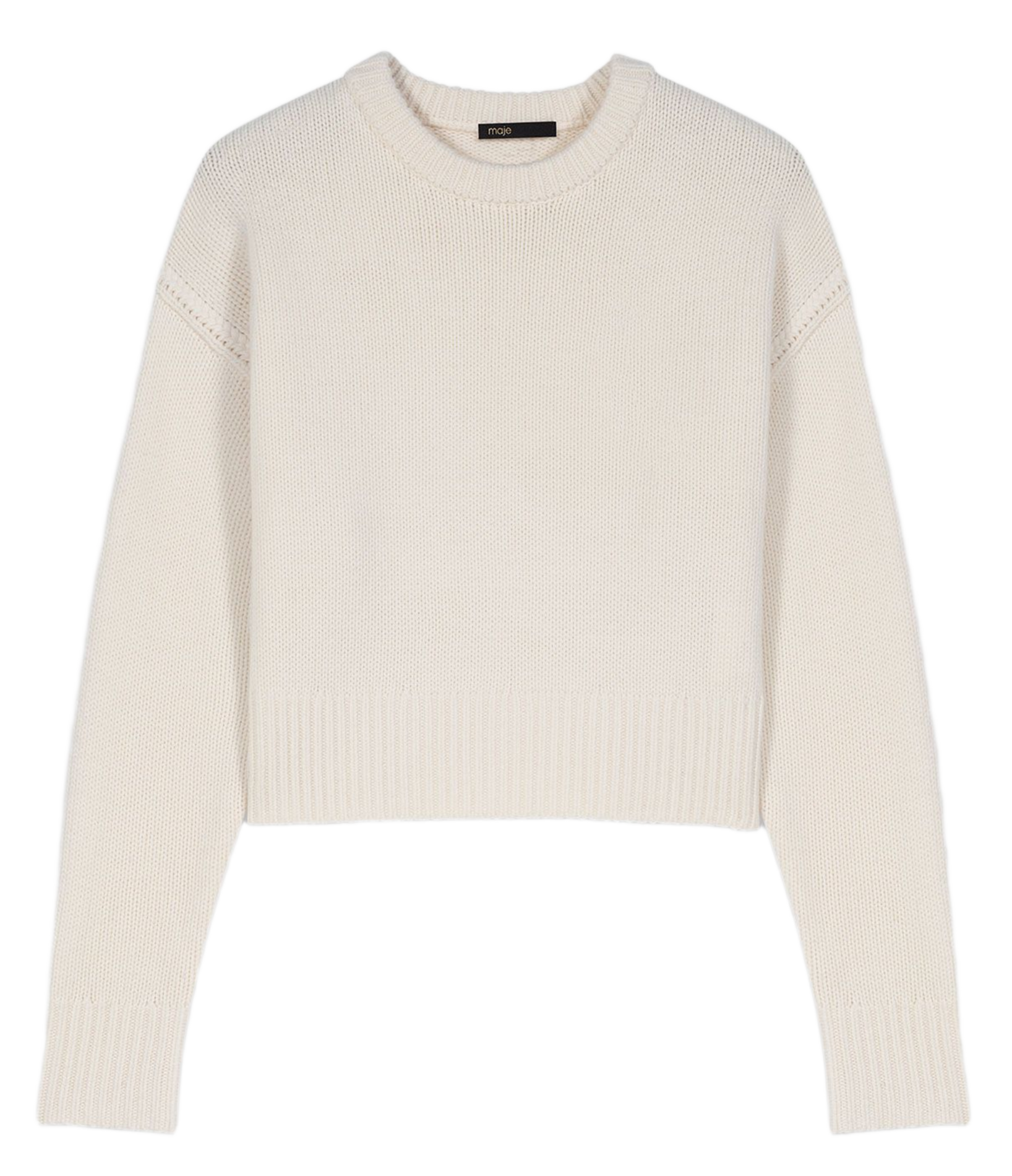 Oversized wool and cashmere sweater with brooch MAJE Beige