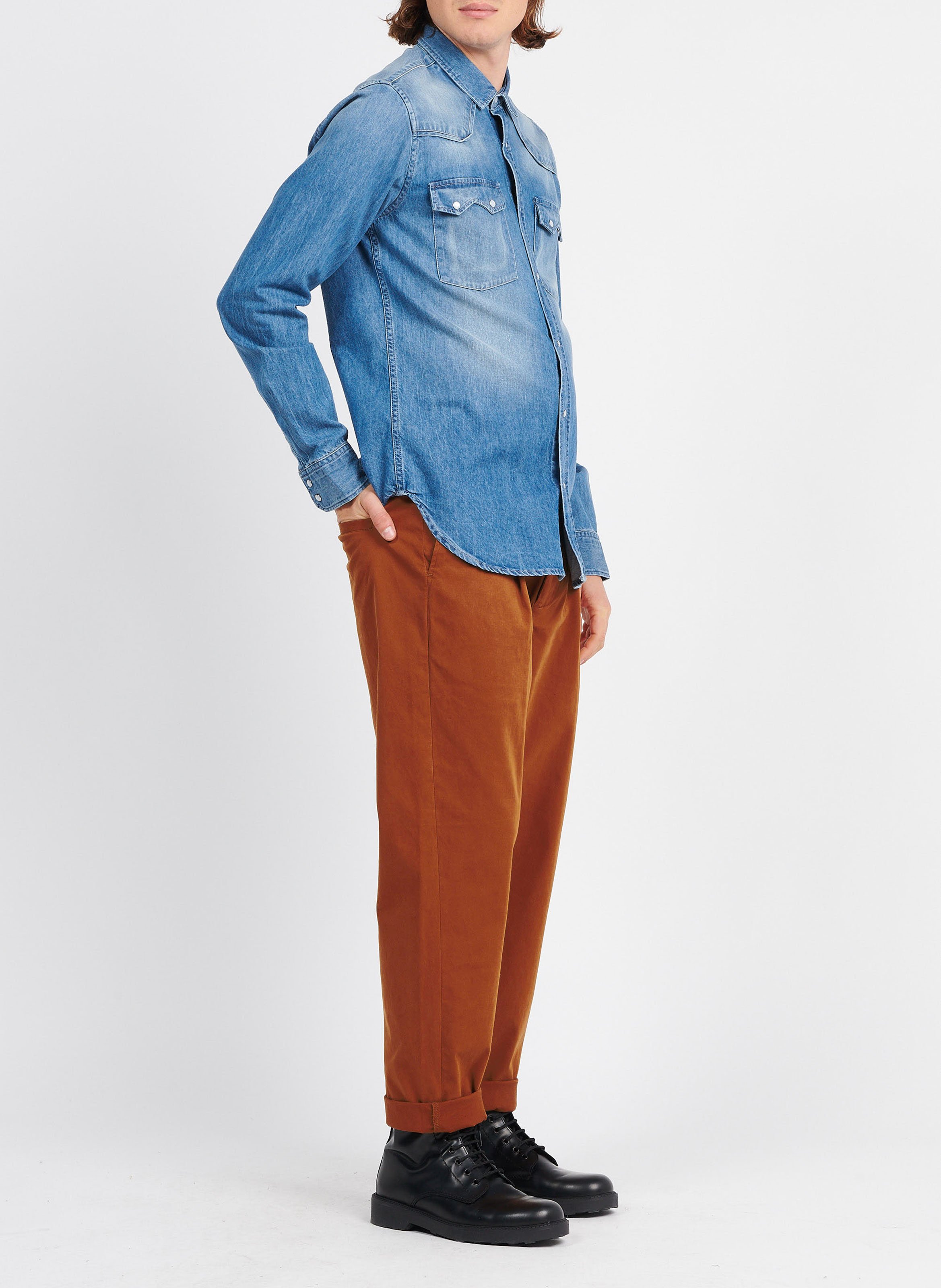 Chemise col classique en coton  ATELIER PRIVE Bleu