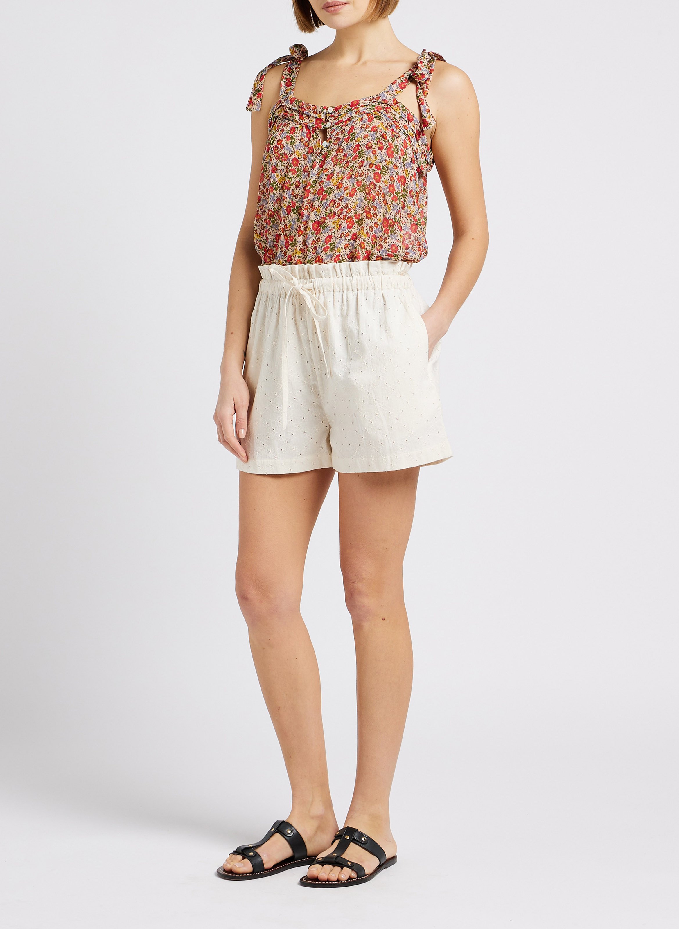 Short droit en coton Blanc