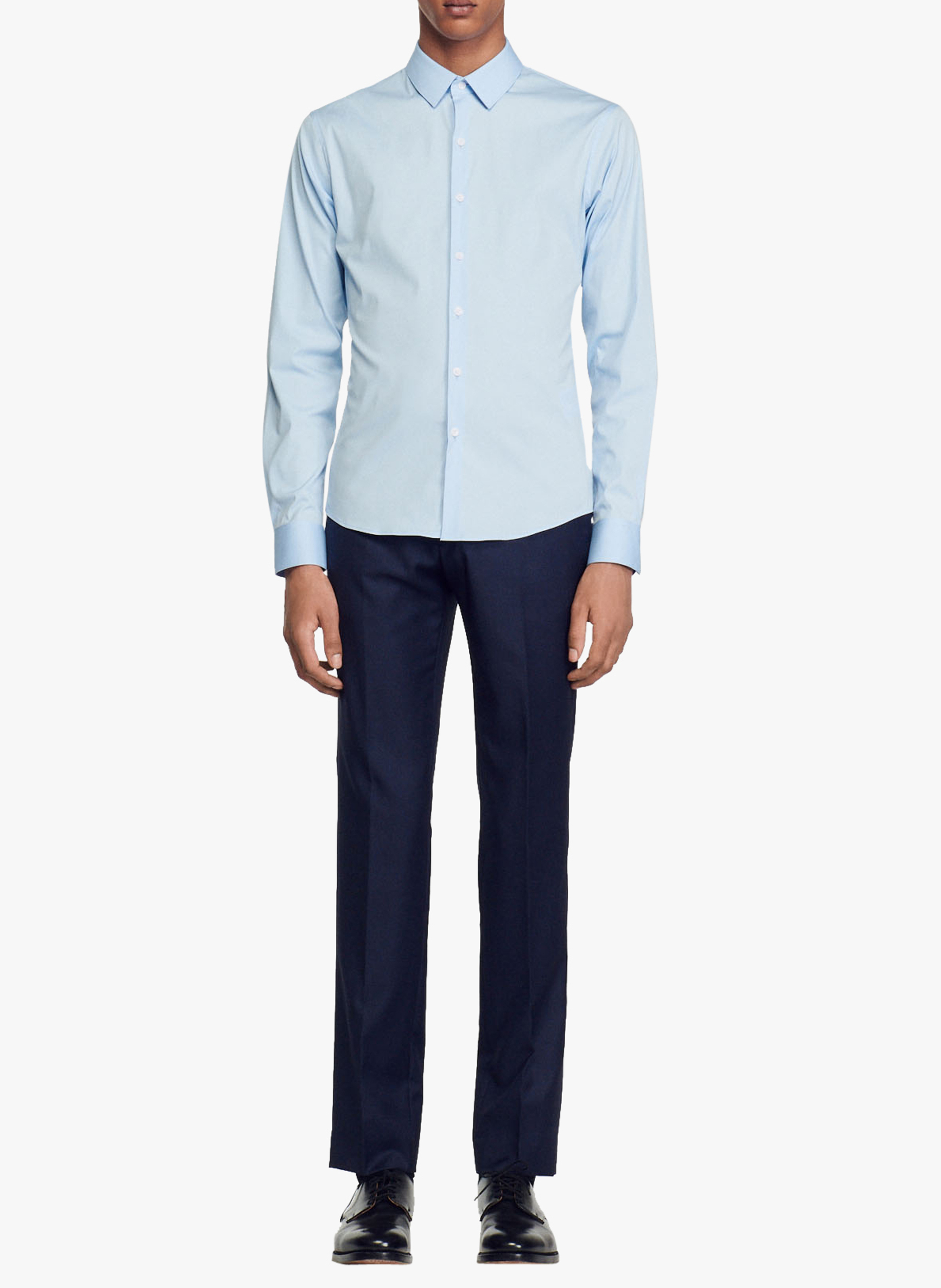 Chemise slim-fit en coton stretch SANDRO Bleu