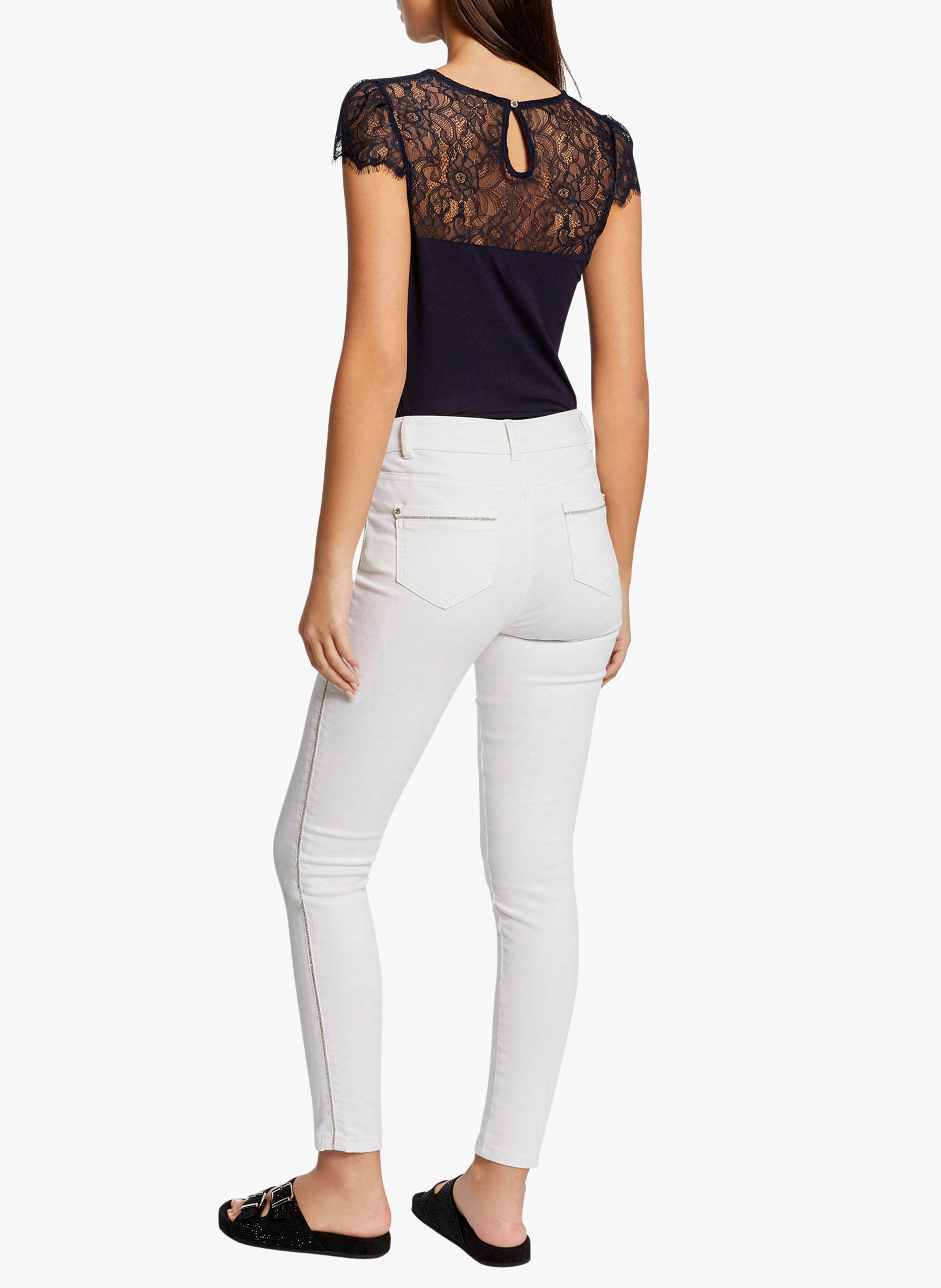 Round-neck lace top MORGAN Blue