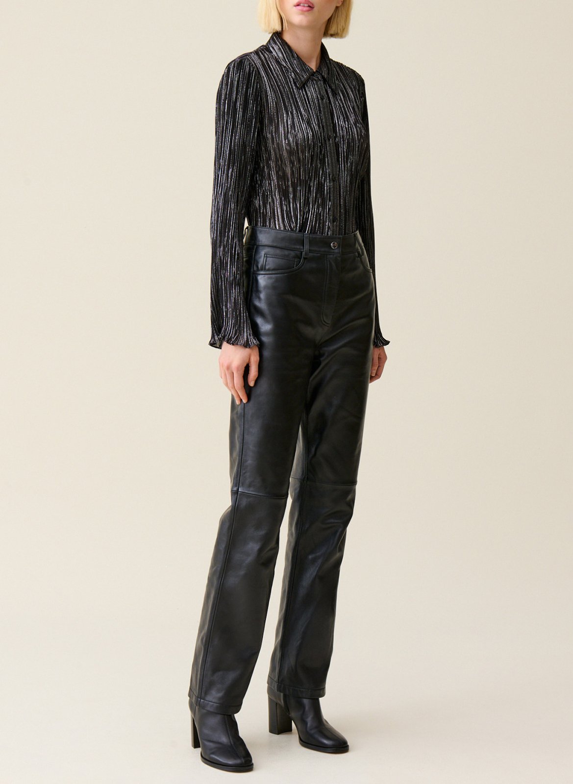 Classic-collar pleated shirt CLAUDIE PIERLOT Black