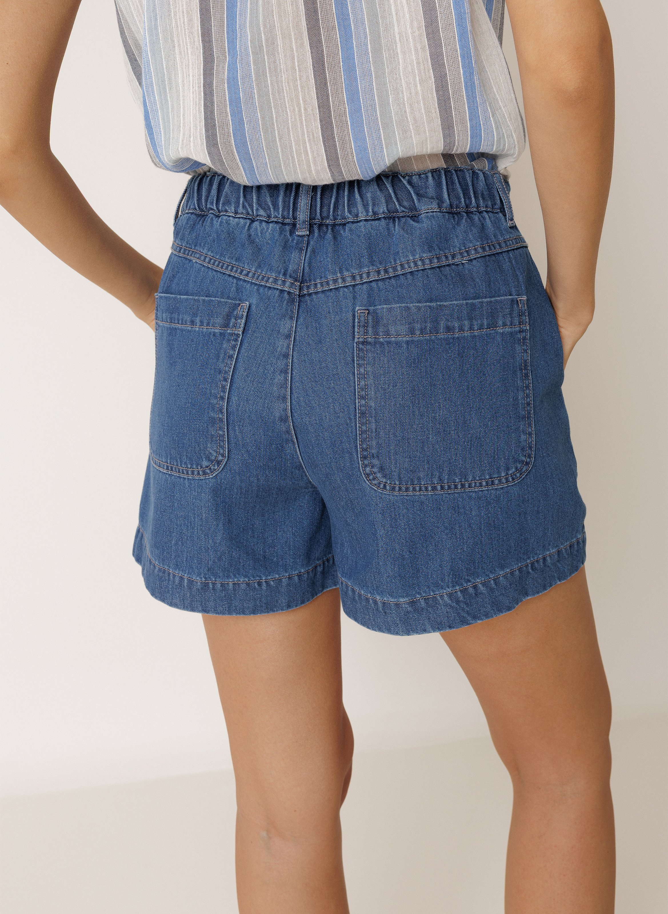 High-waisted wide-leg shorts INDI & COLD Blue