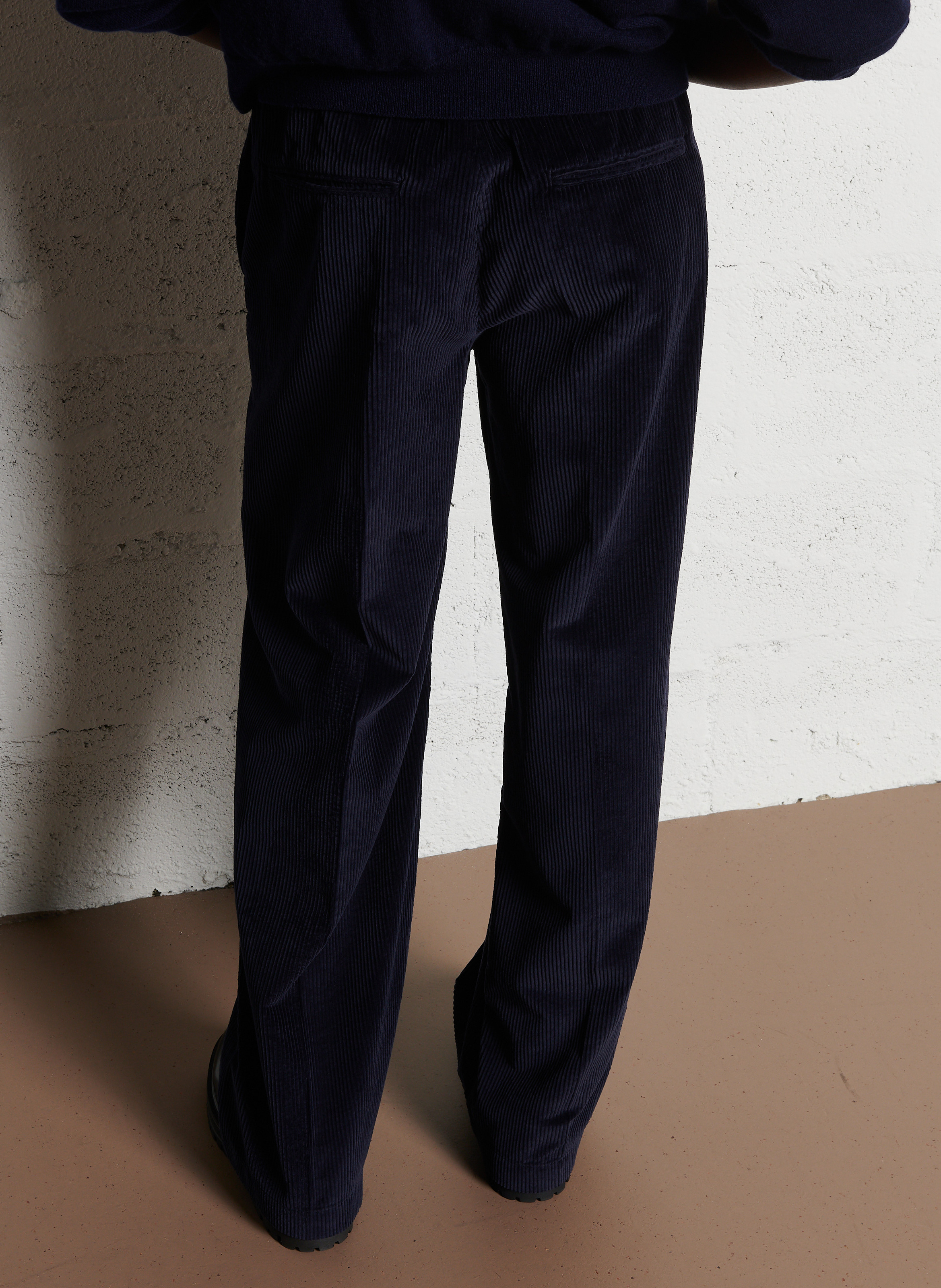 Straight-leg cotton velvet pants POMANDERE Blue