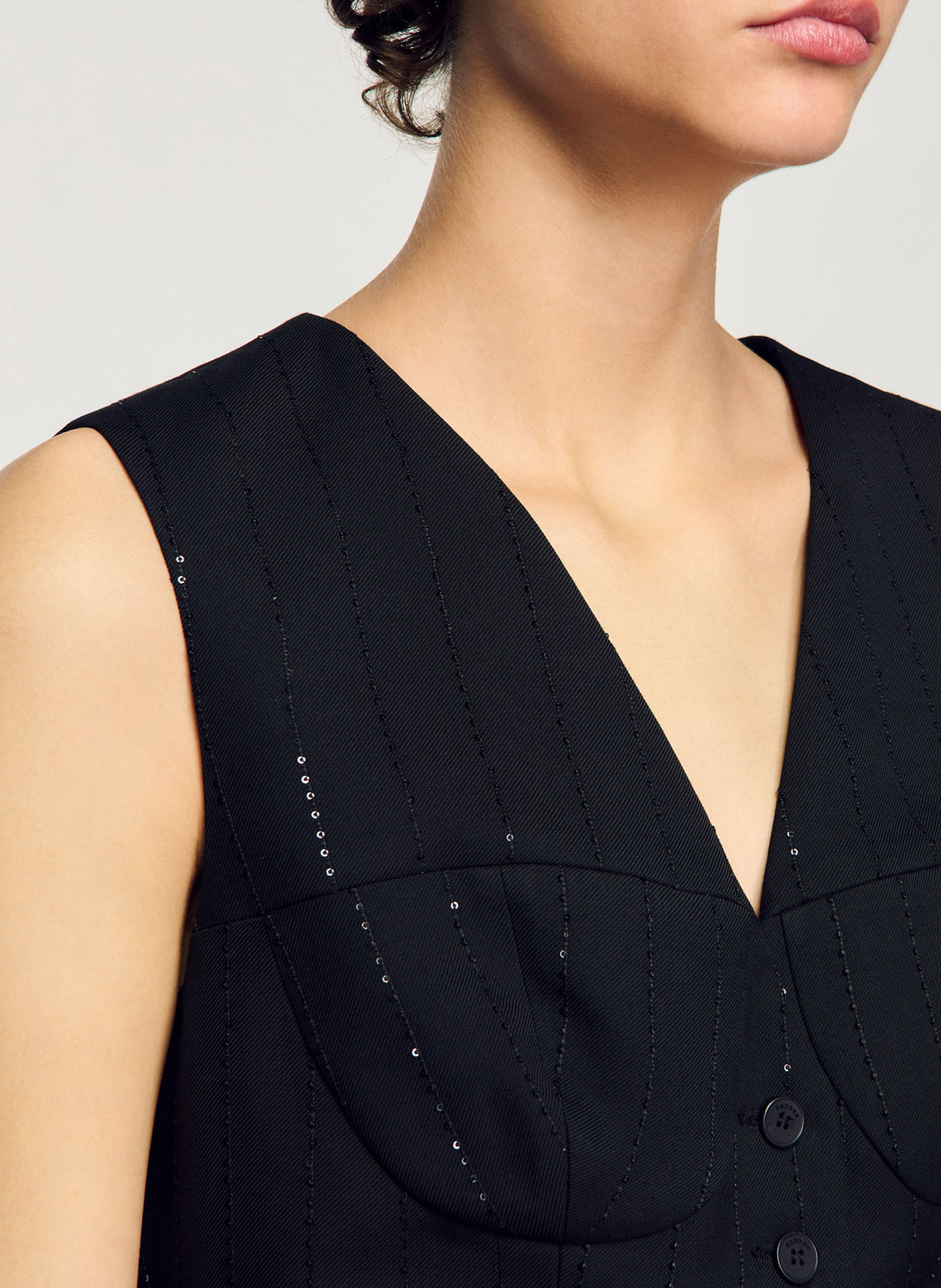 Gestreept colbert met pailletten SANDRO Zwart