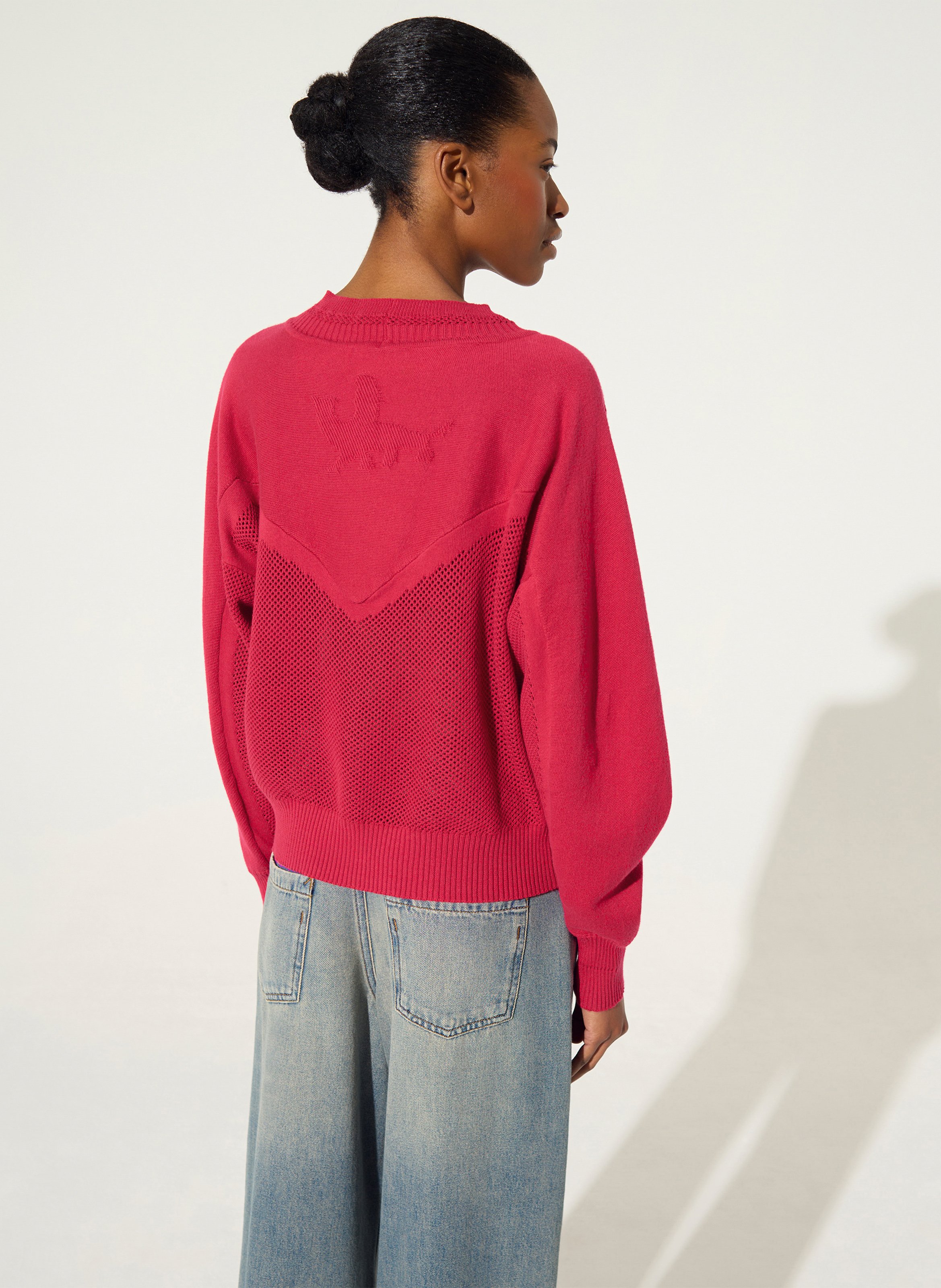 Oversize Rundhals-Pullover aus Baumwolle und Kaschmir COTELAC Rot