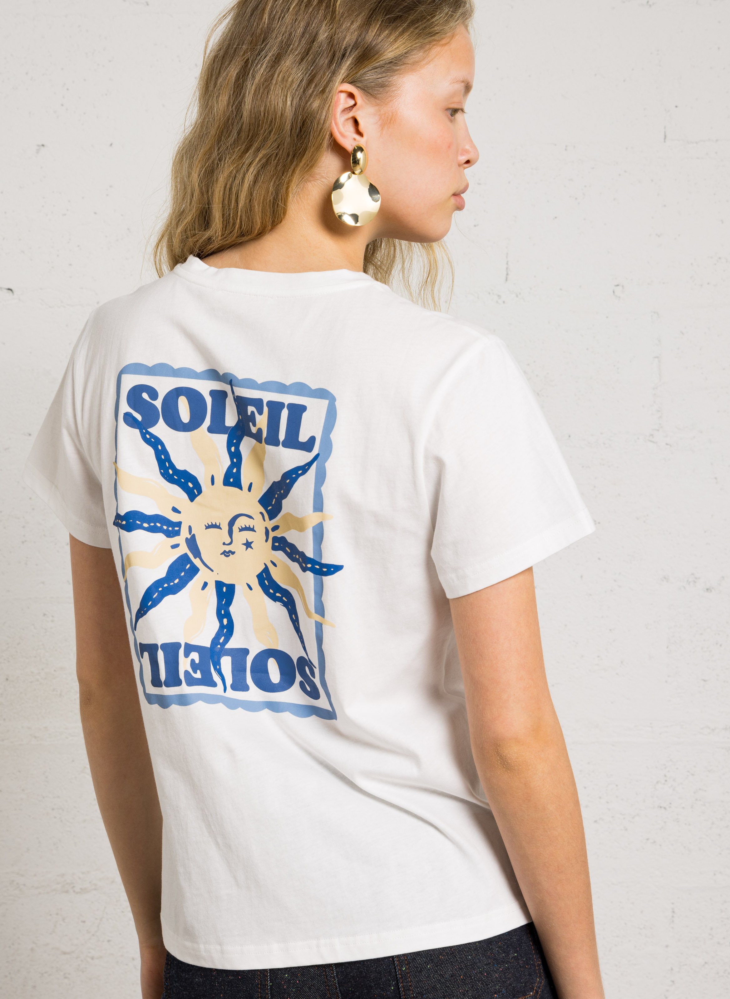 Recht T-shirt met ronde hals en zeefdruk LA PETITE ETOILE Beige