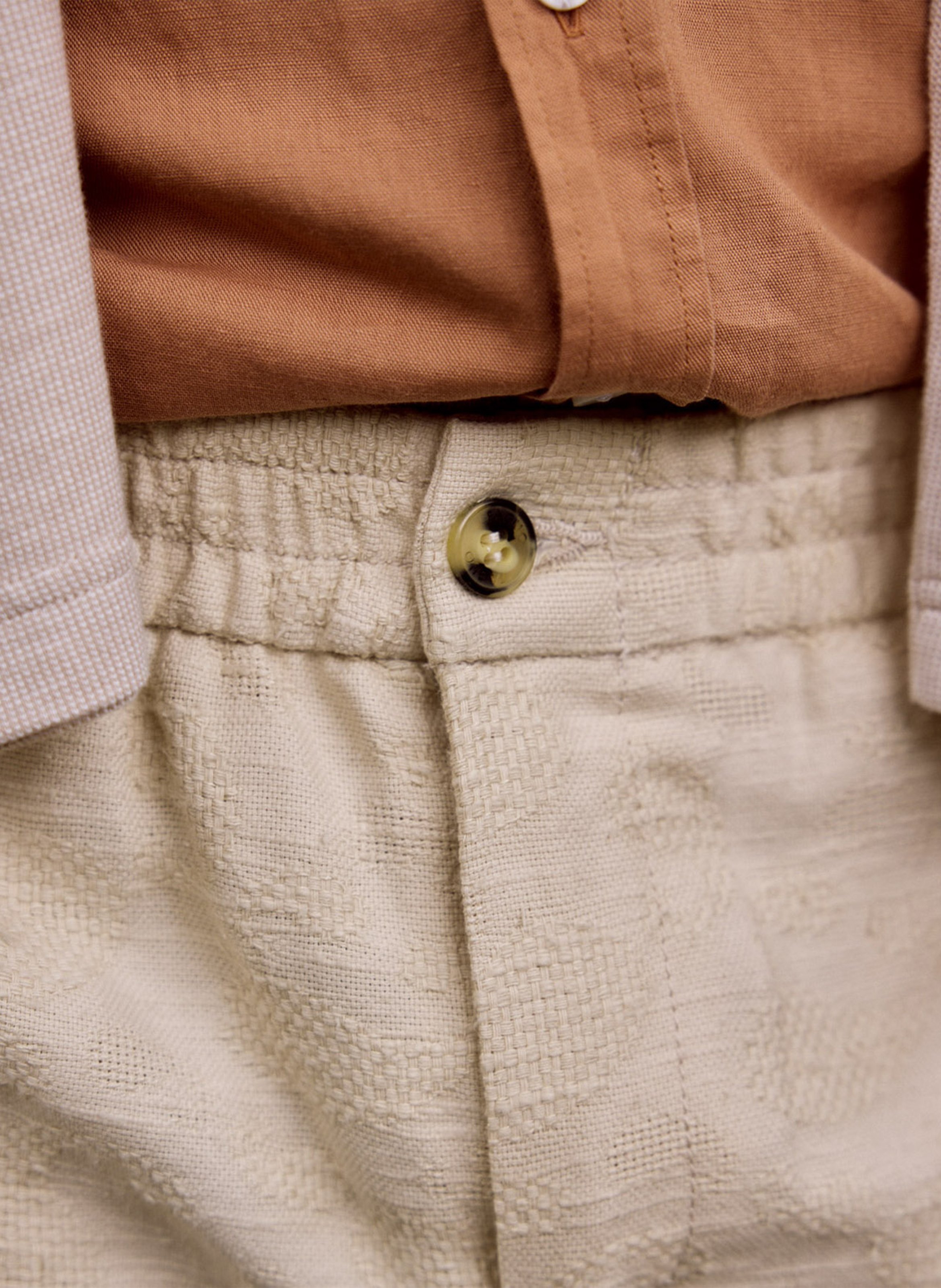 Short droit en coton mélangé FAGUO Beige