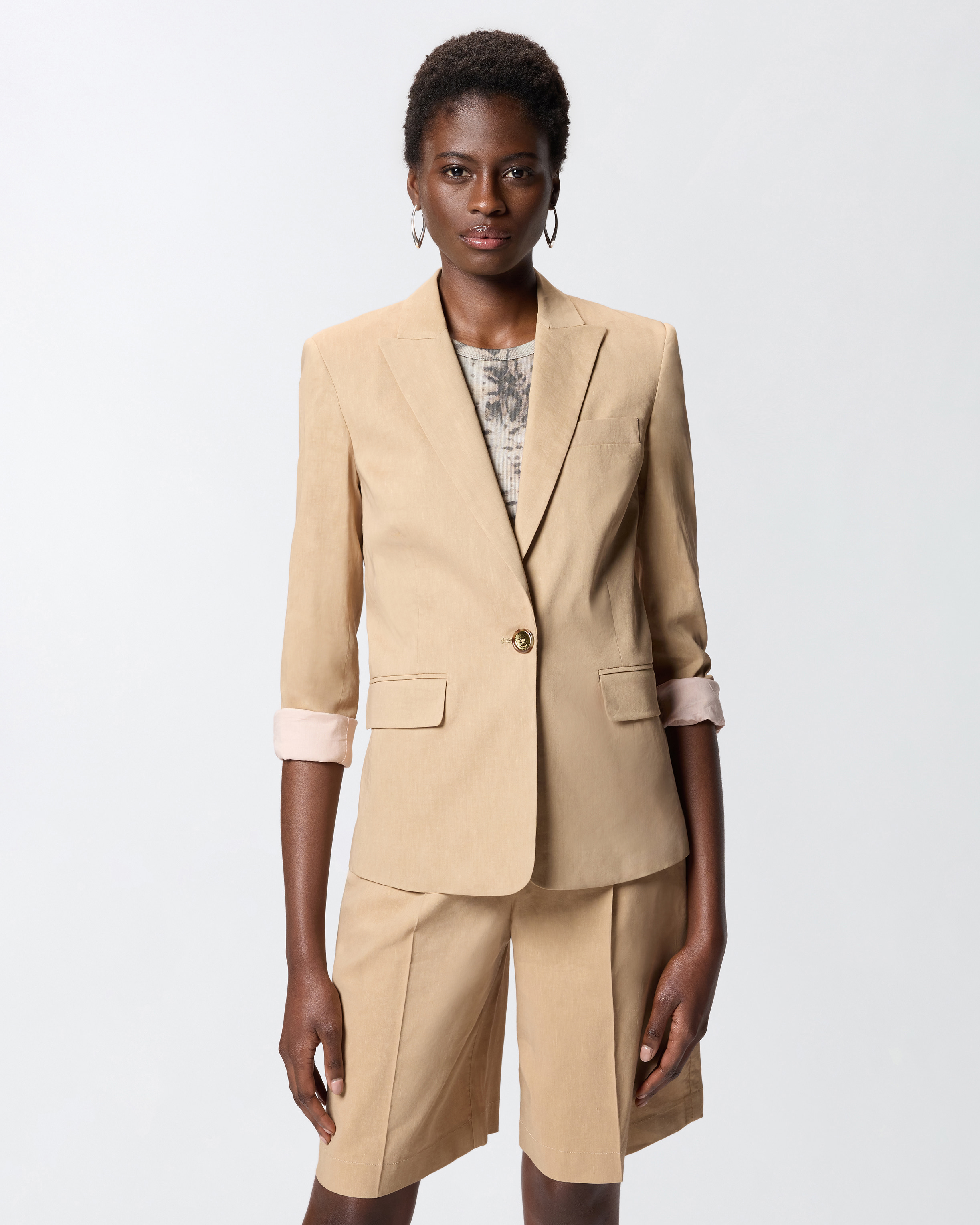 Linen-blend jacket Beige