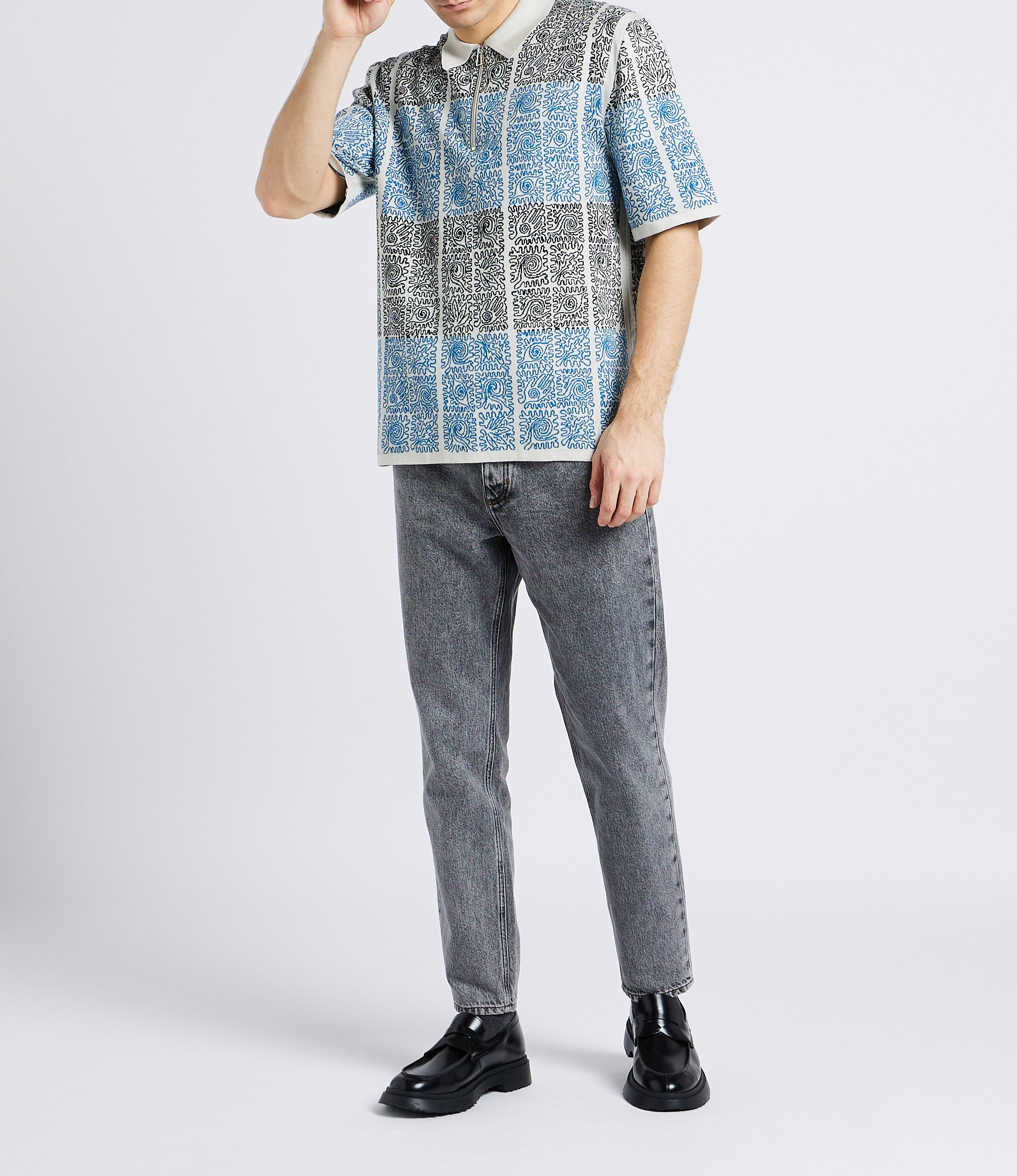 Organic cotton zip-up polo shirt PAUL SMITH Grey