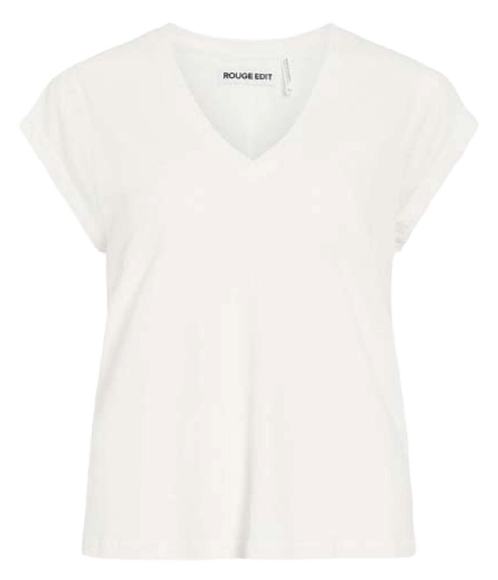Tee-shirt droit col V en coton et lin ROUGE EDIT Beige