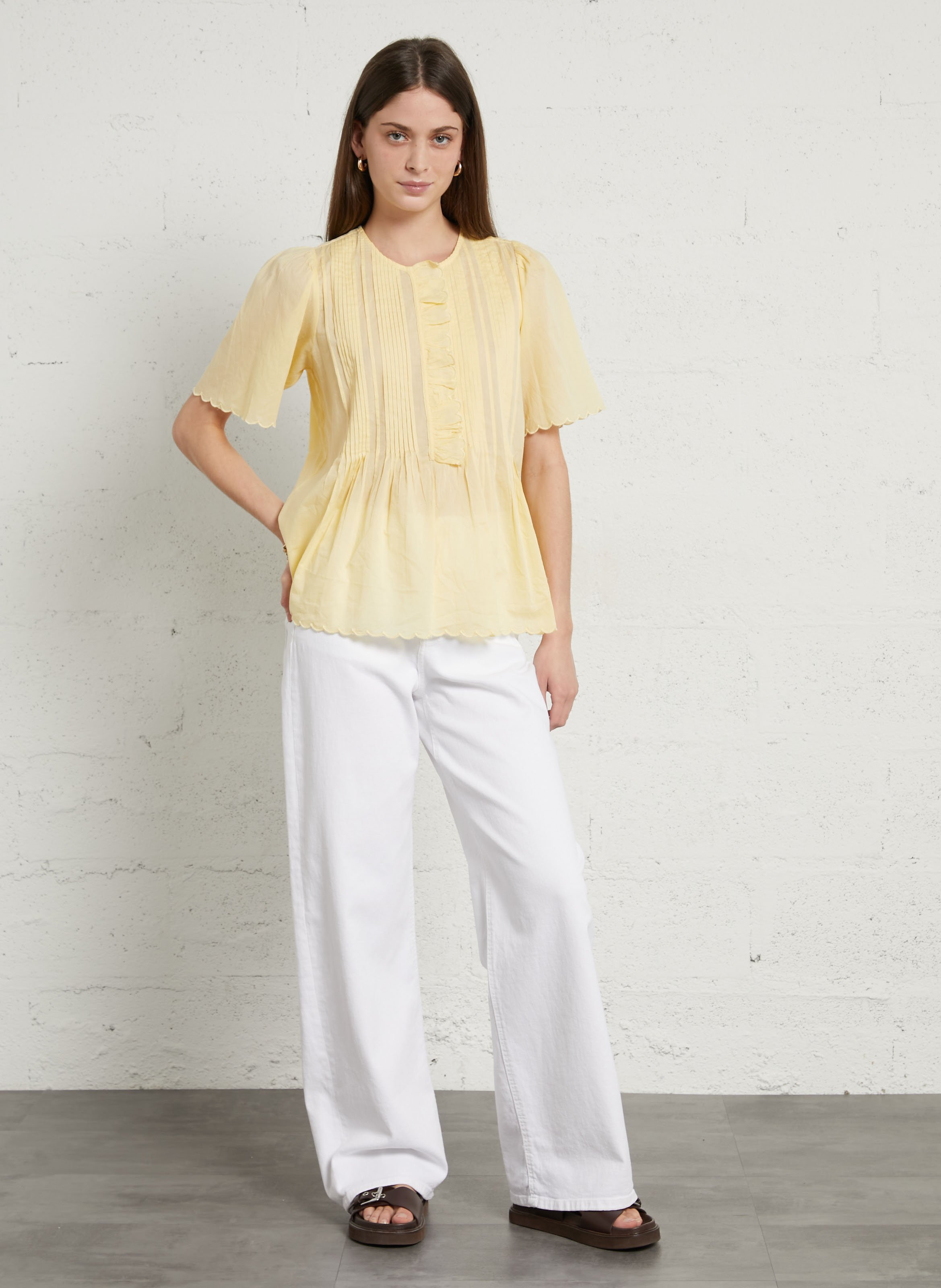 Cotton-blend wide-leg jeans SUD EXPRESS White