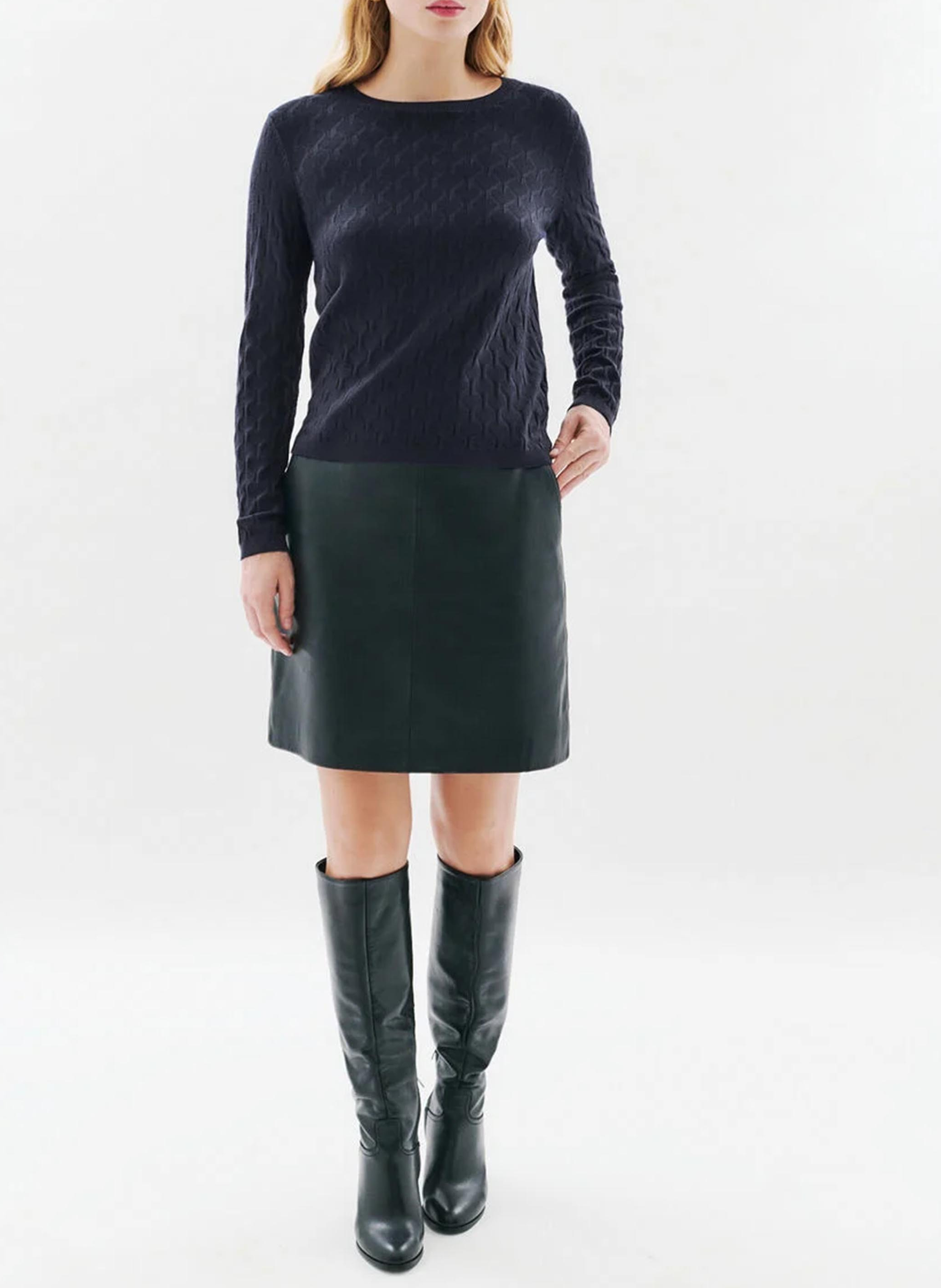 Cable knit round-neck jumper CAROLL Blue
