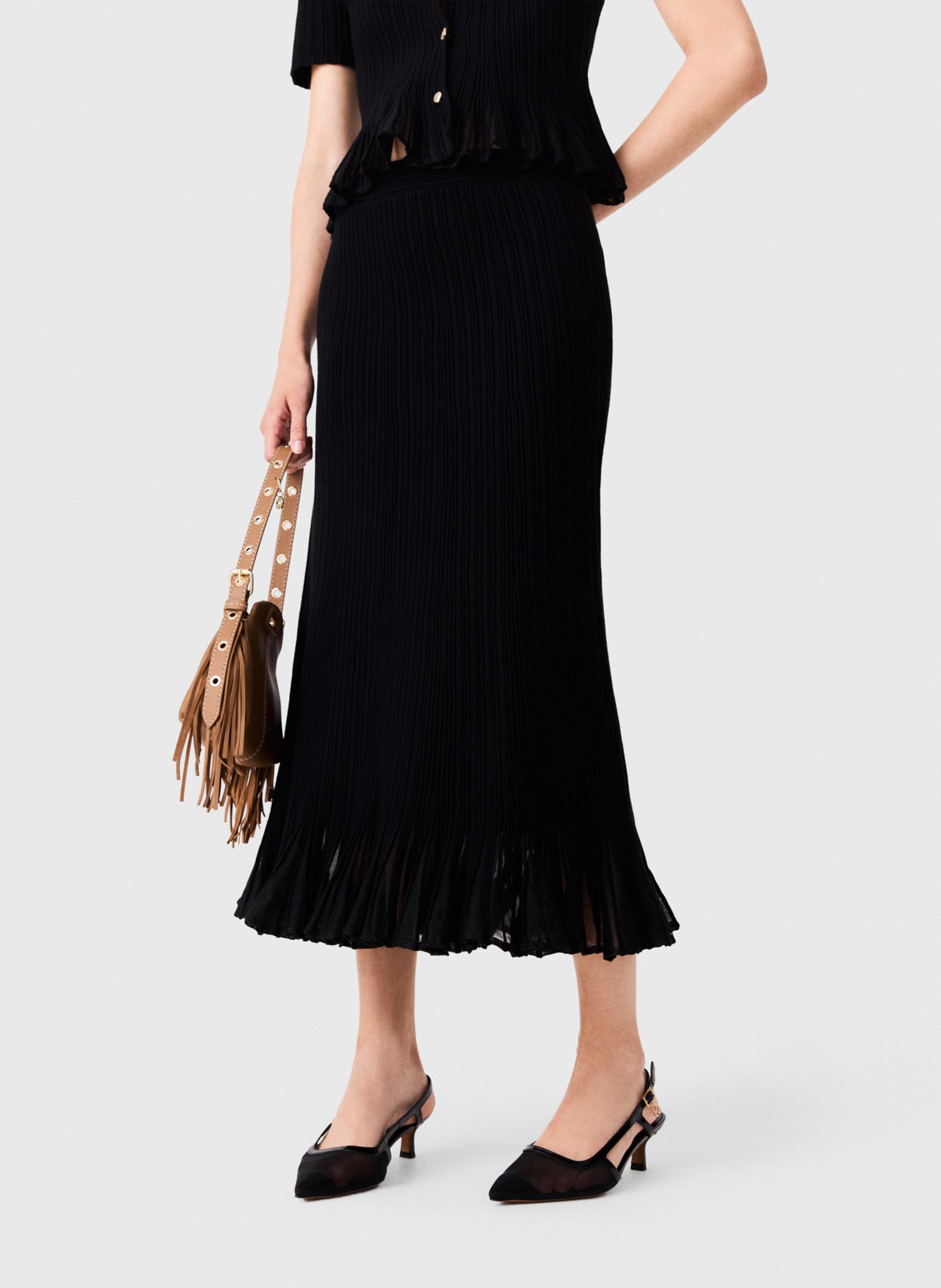 Long flared skirt MAJE Black