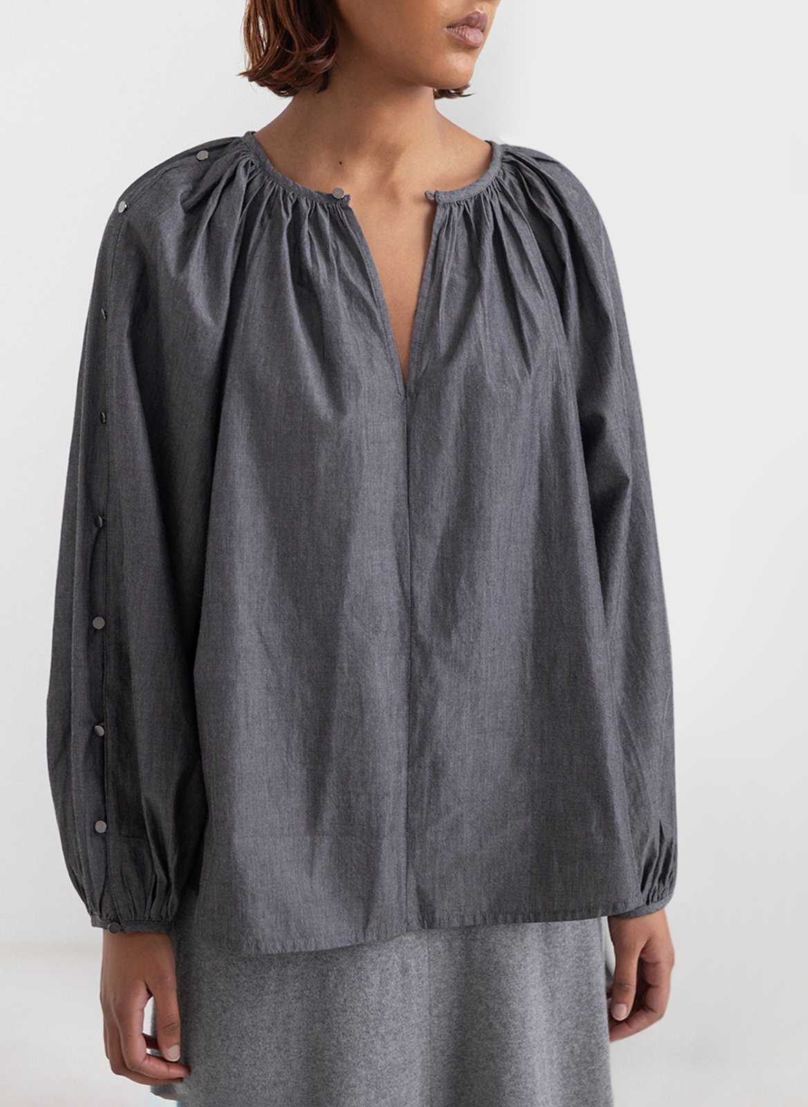 Blouse ample boutonnée en coton PROJECT-AJ117 Argent