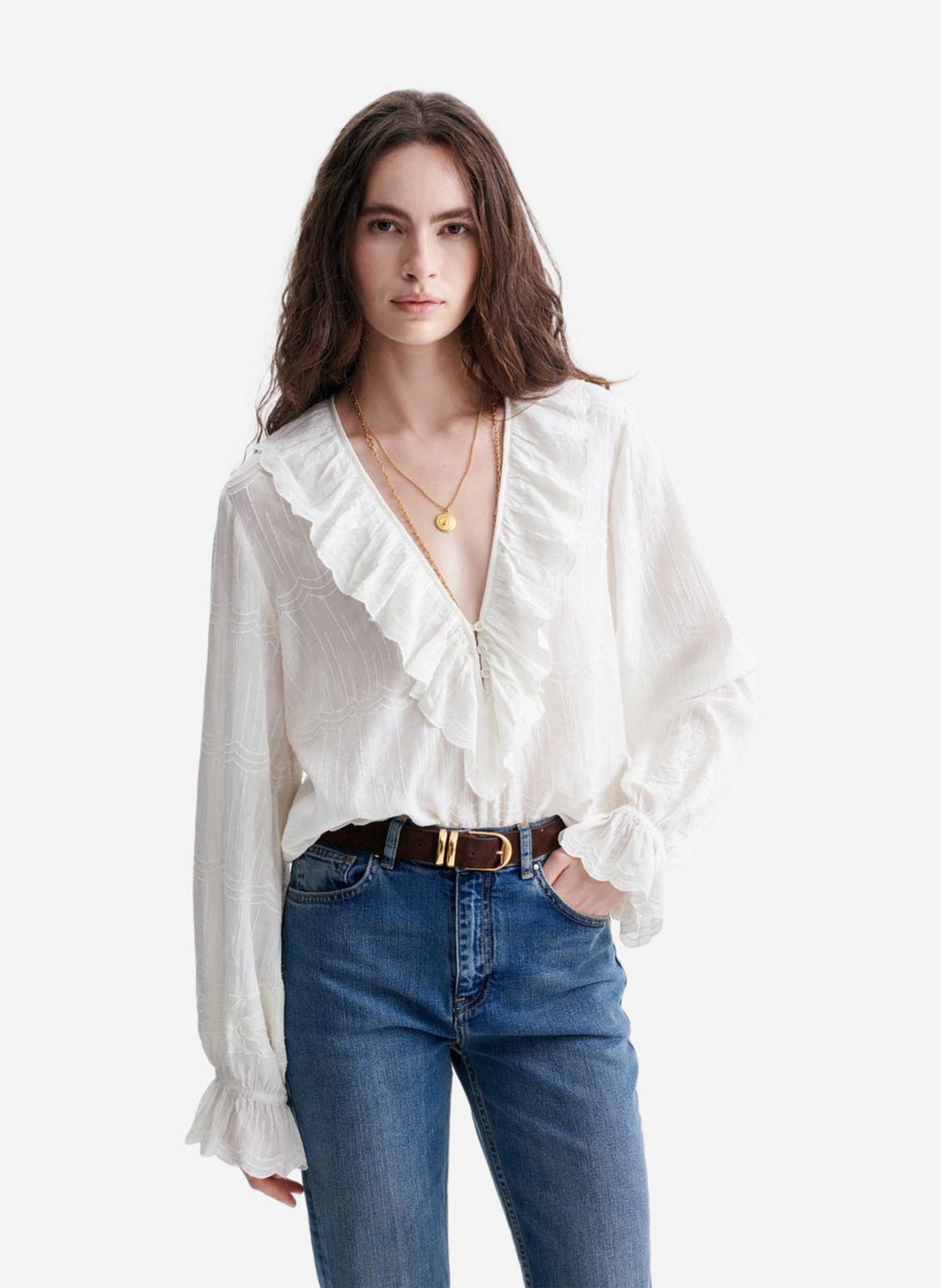 Blouse met V-hals VANESSA BRUNO Wit
