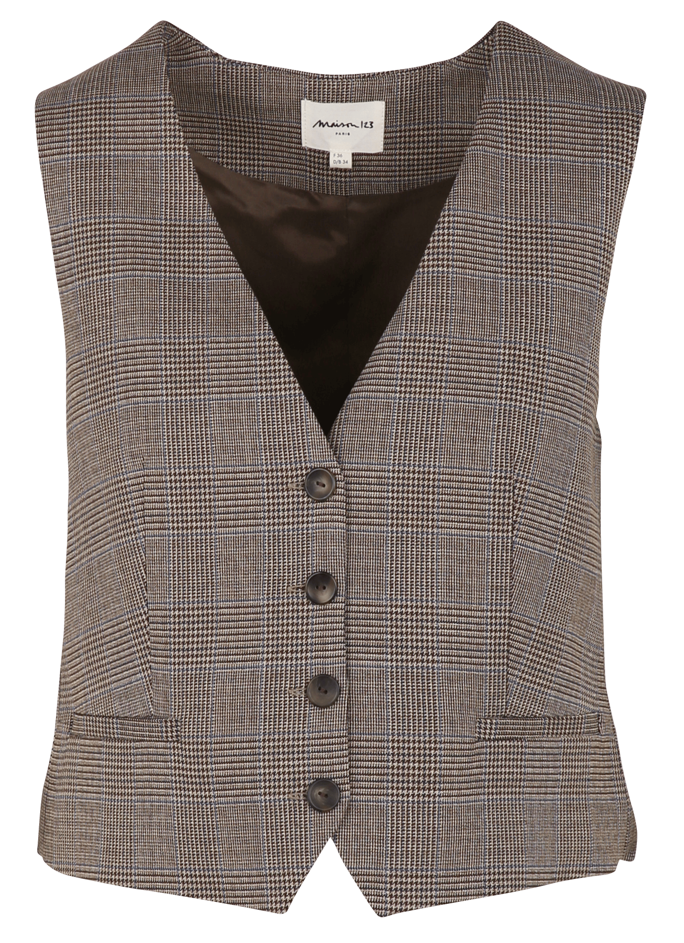 Gilet droit col V MAISON 123 Beige