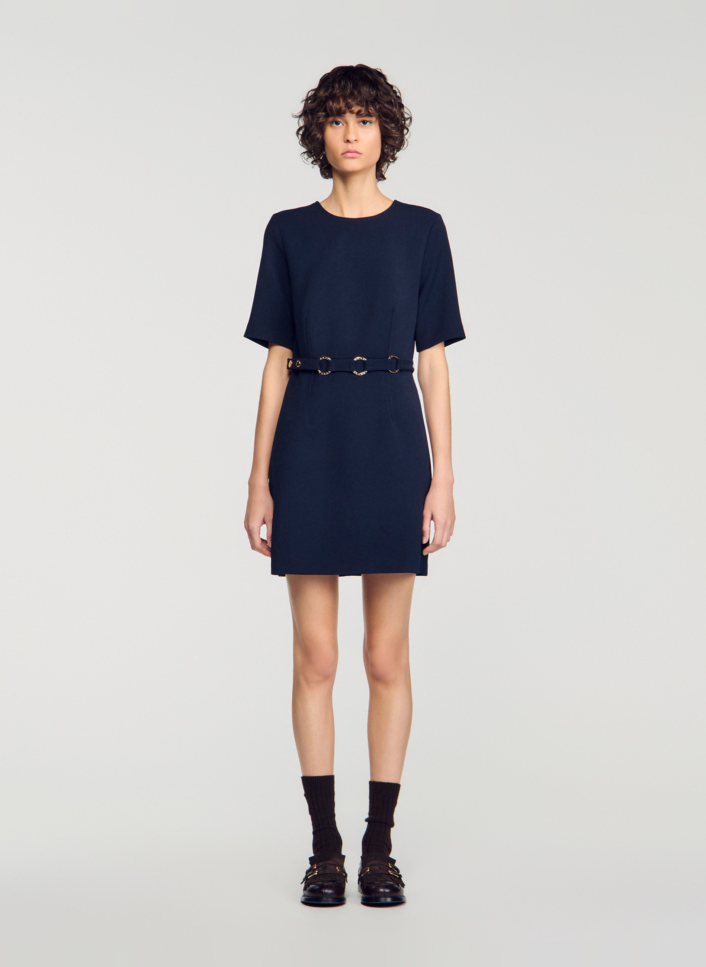 Korte, gerende jurk SANDRO Blauw