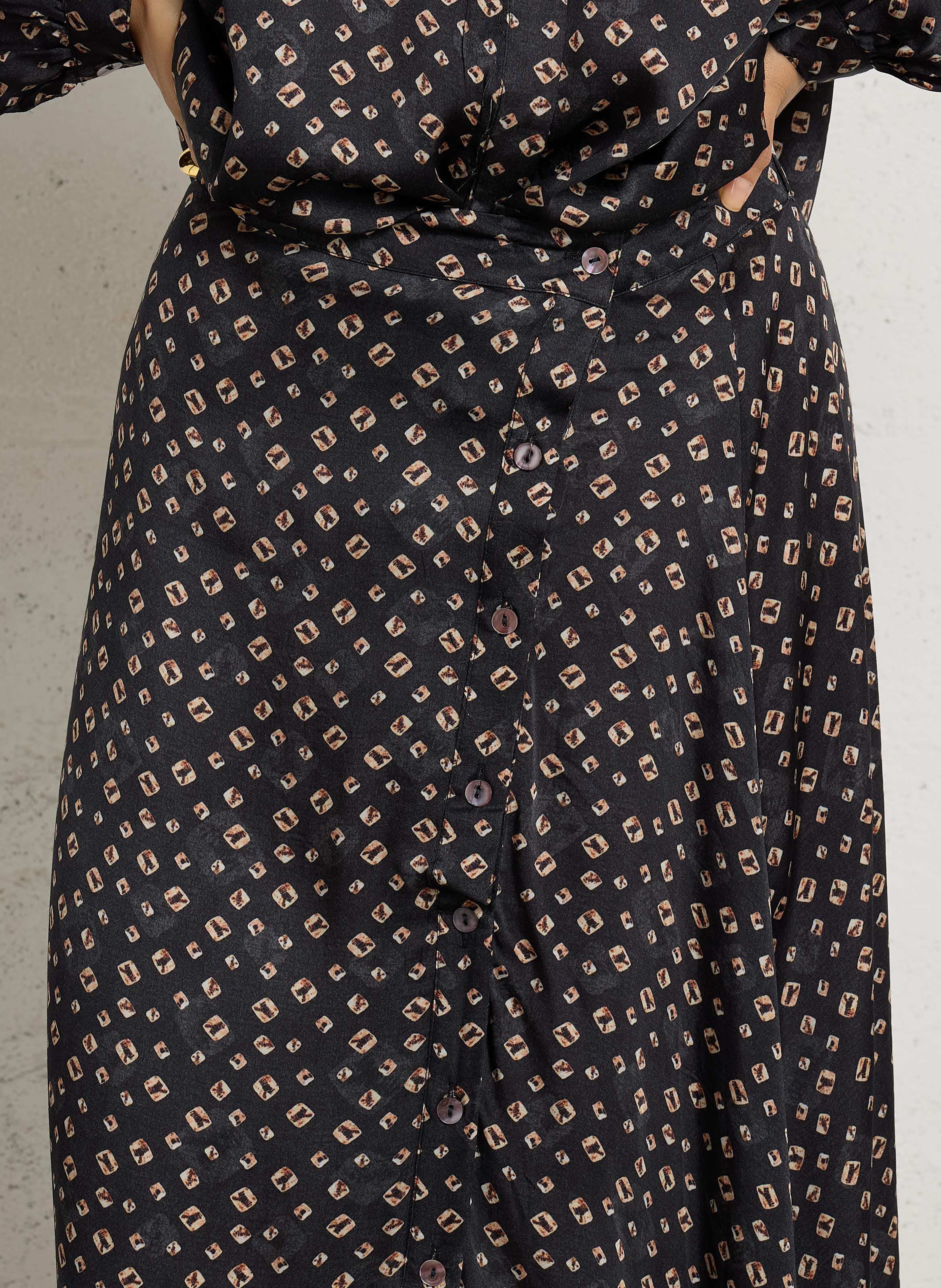 Lange, rechte rok met print MAISON HOTEL Bruin