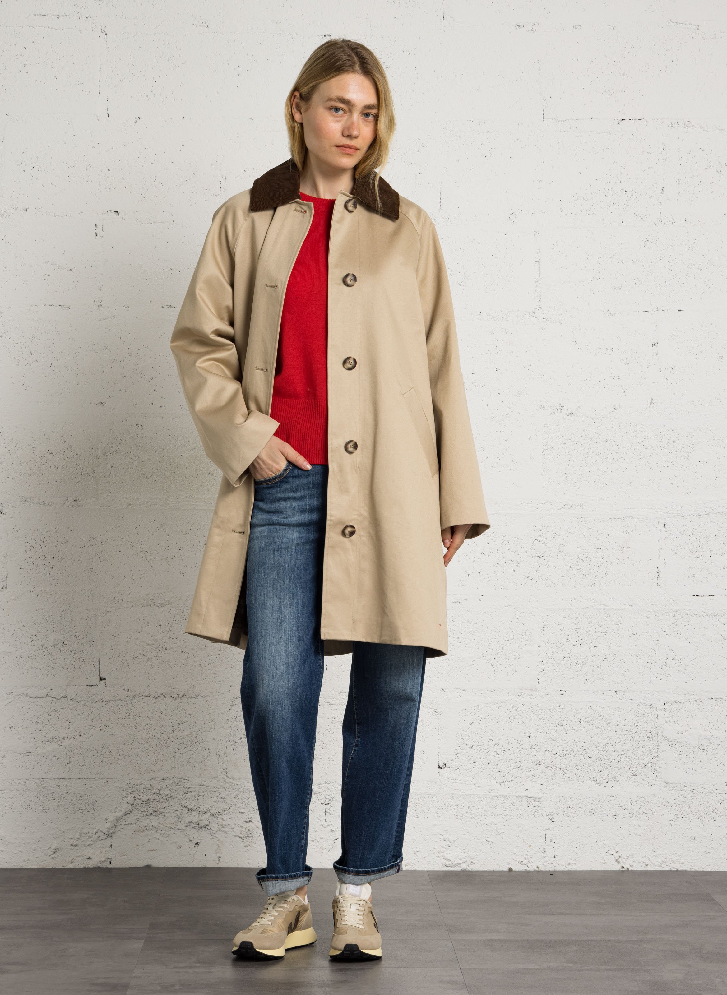 Straight cotton coat SUD EXPRESS Beige