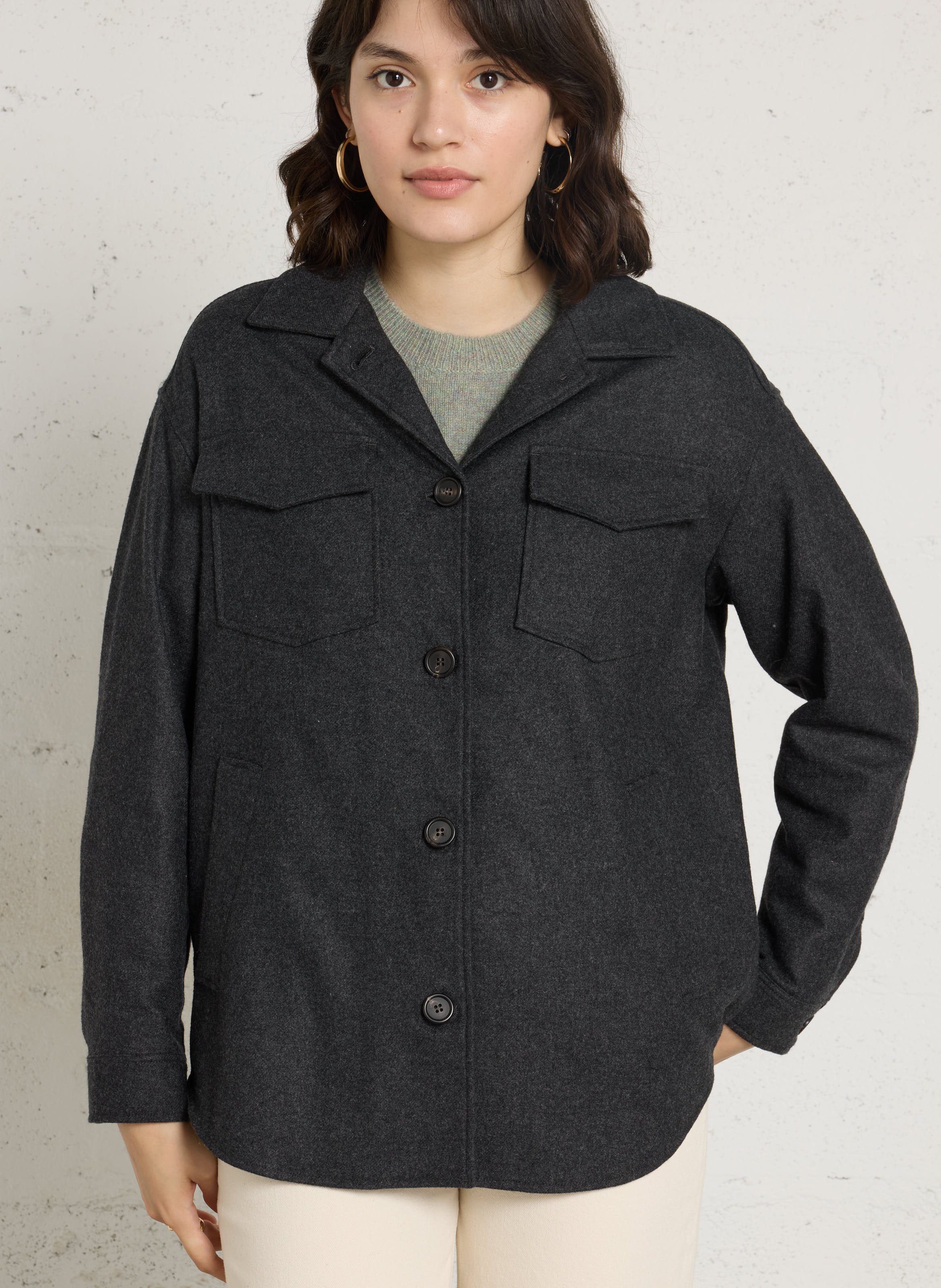 Chemise droite boutonnée unie HARTFORD Gris