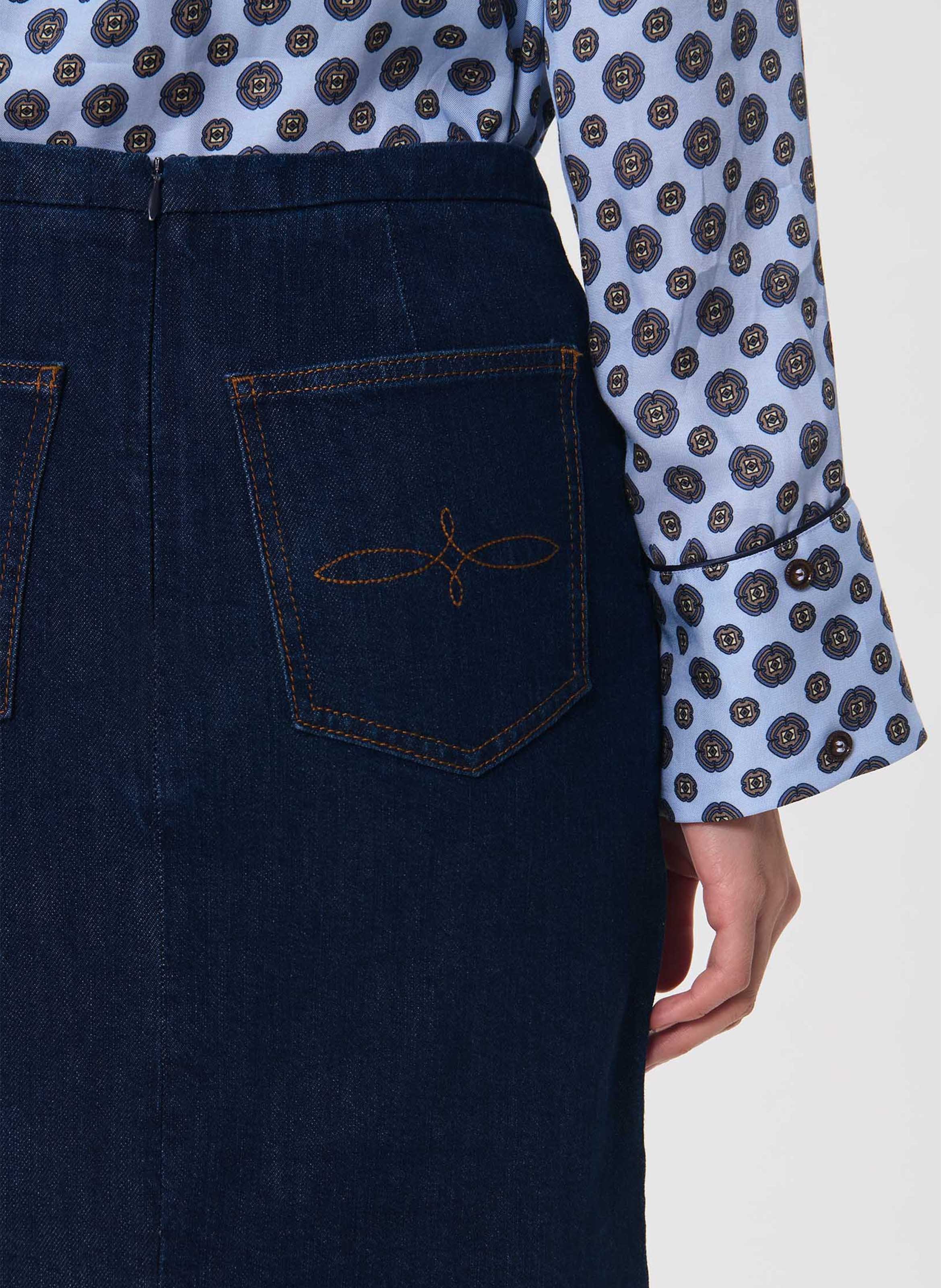 Jupe midi crayon en denim TARA JARMON Bleu
