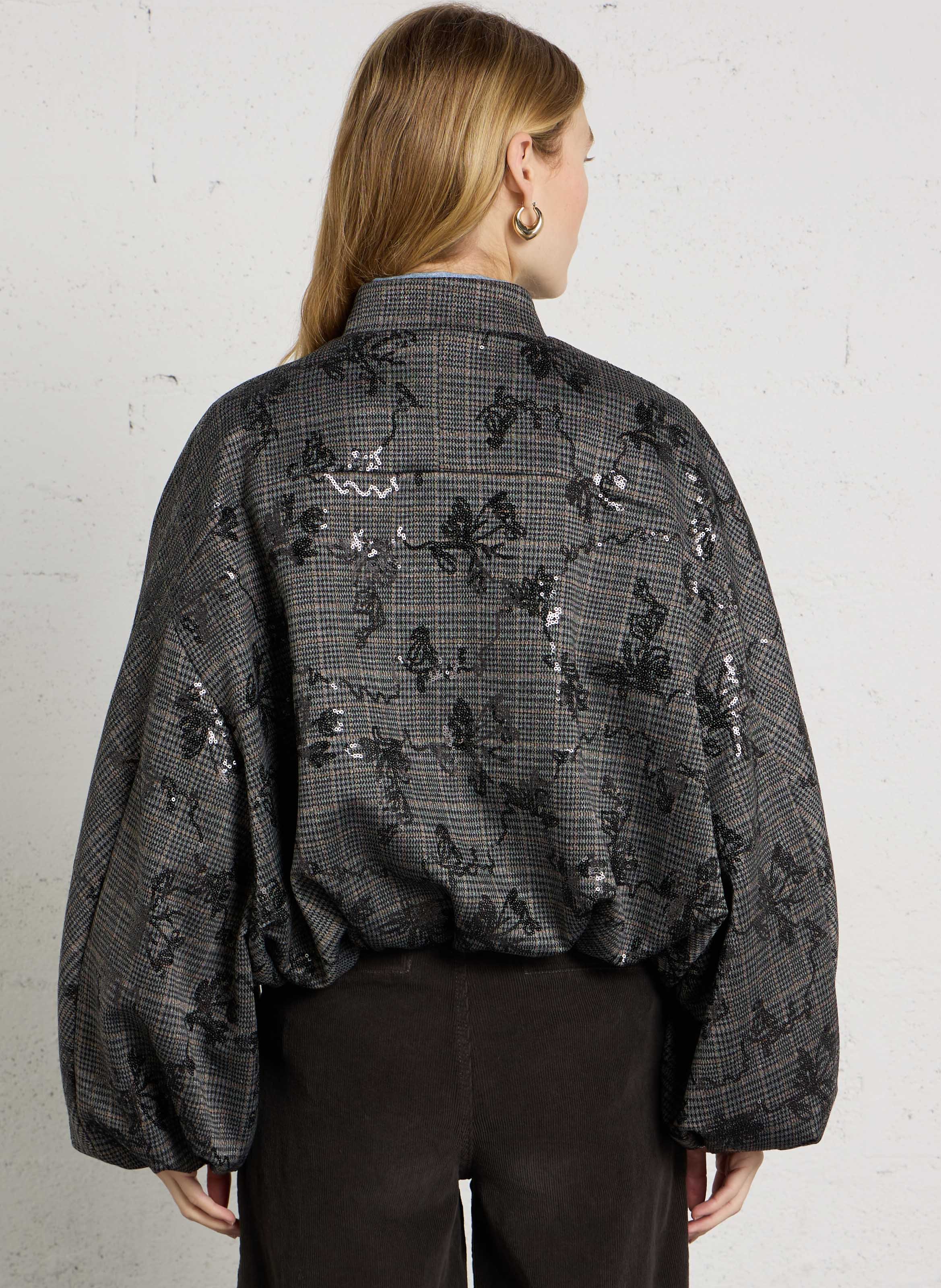 Sequinned cotton-blend bomber jacket IMPERIAL Grey