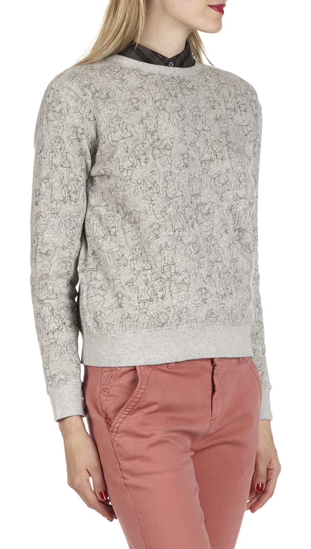 Love printed round-neck fleece sweatshirt SWILDENS Grey