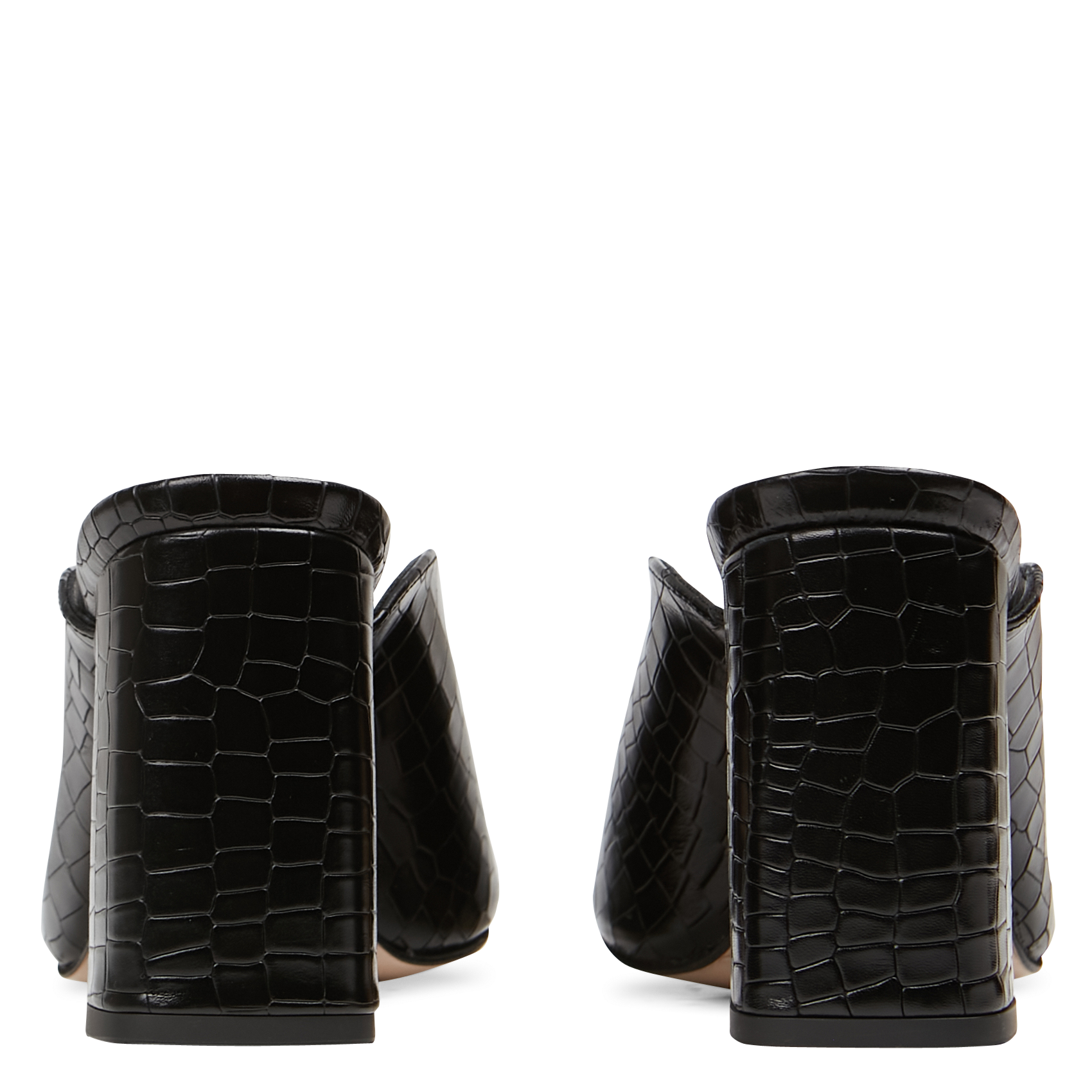 Mules à talon en cuir aspect croco ALOHAS Noir
