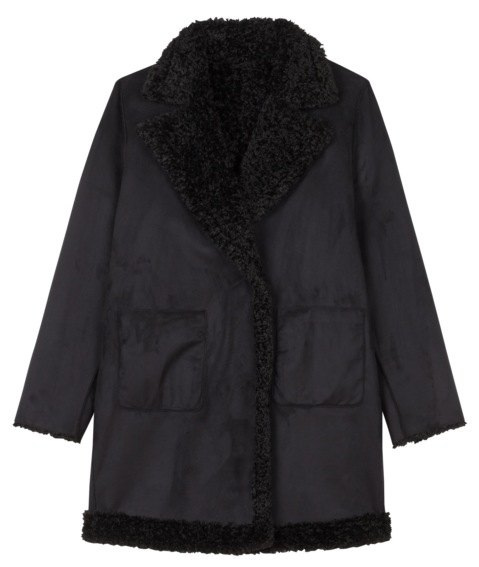 Manteau long réversible à col peluche  PERSONA by Marina Rinaldi Noir