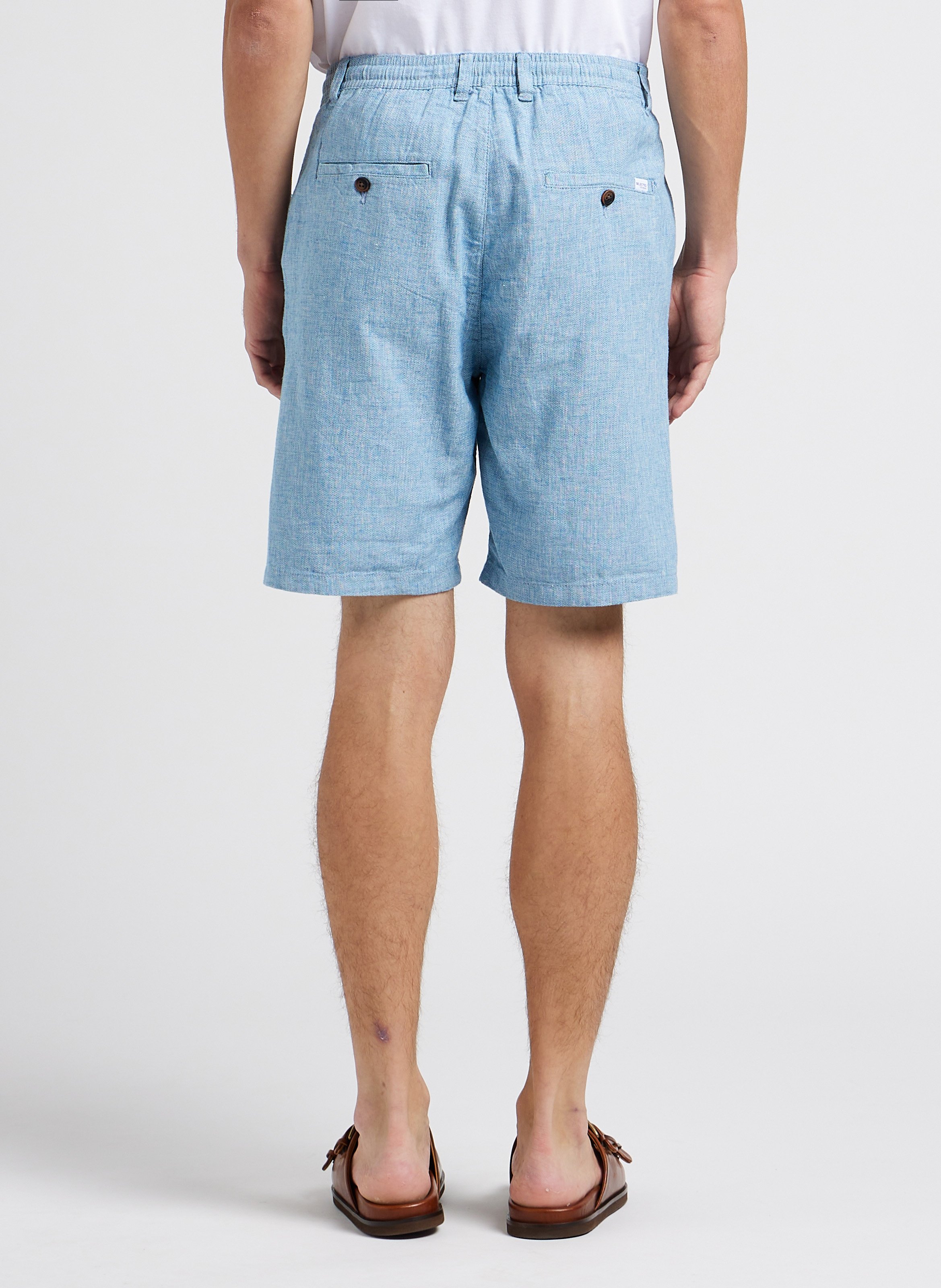 Short regular-fit en coton bio mélangé SELECTED Bleu