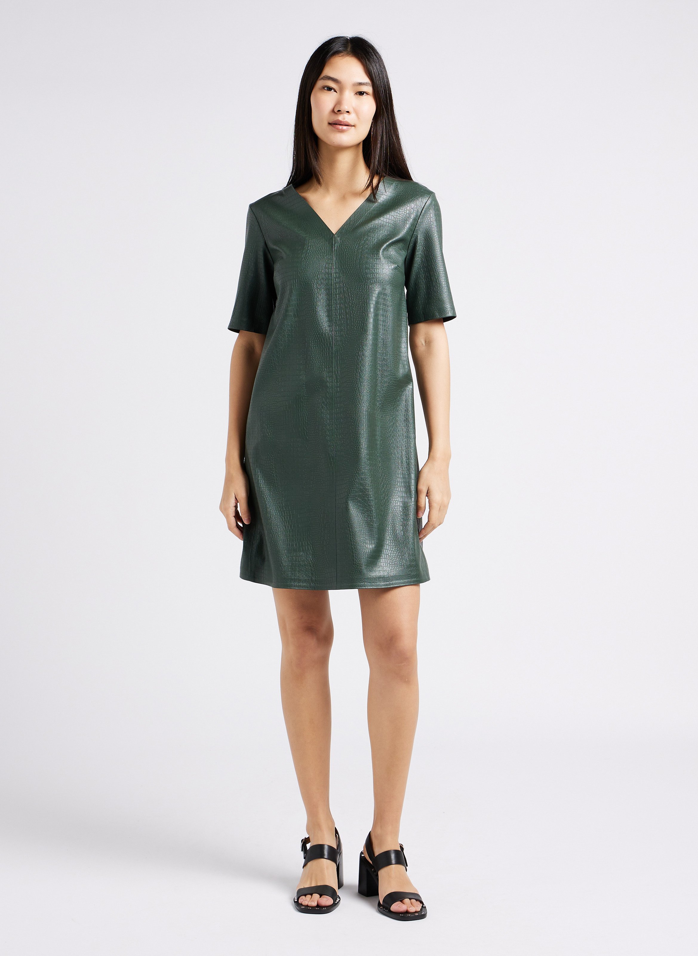 Crocodile-effect short straight dress MAX MARA LEISURE Green