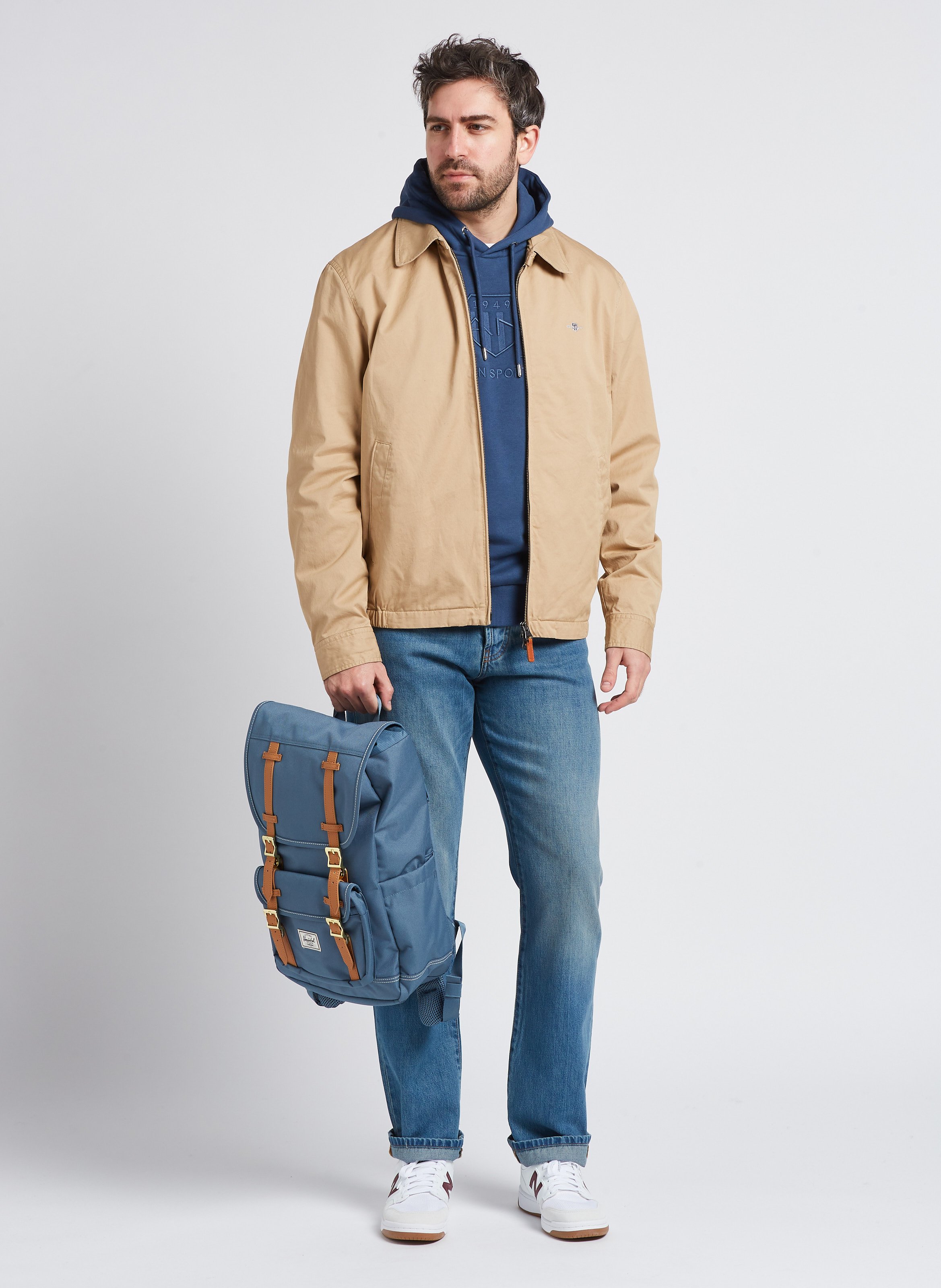 Coupe-vent droit brodé à col classique en coton GANT Kaki