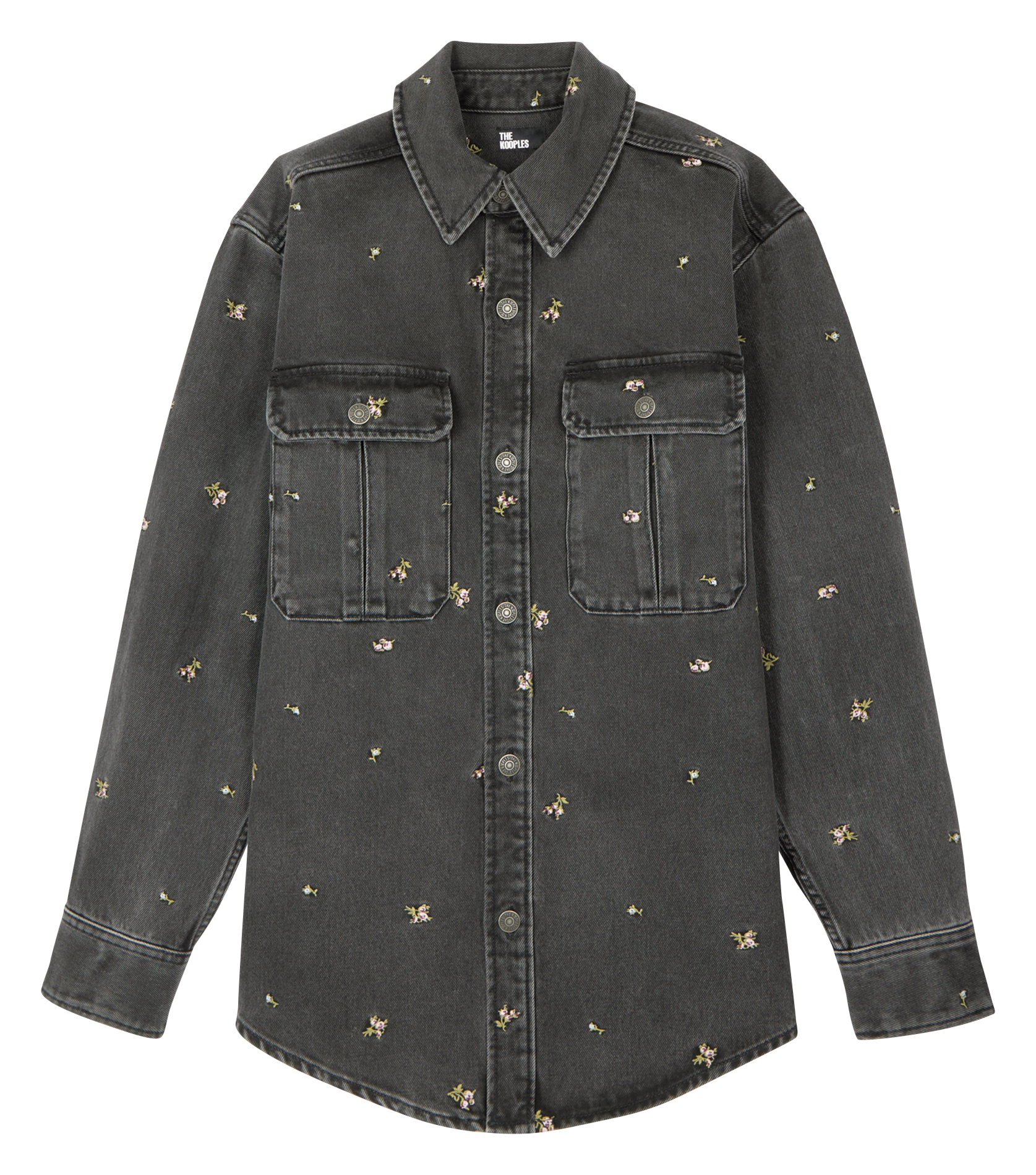 Denim overshirt with embroideries THE KOOPLES Grey