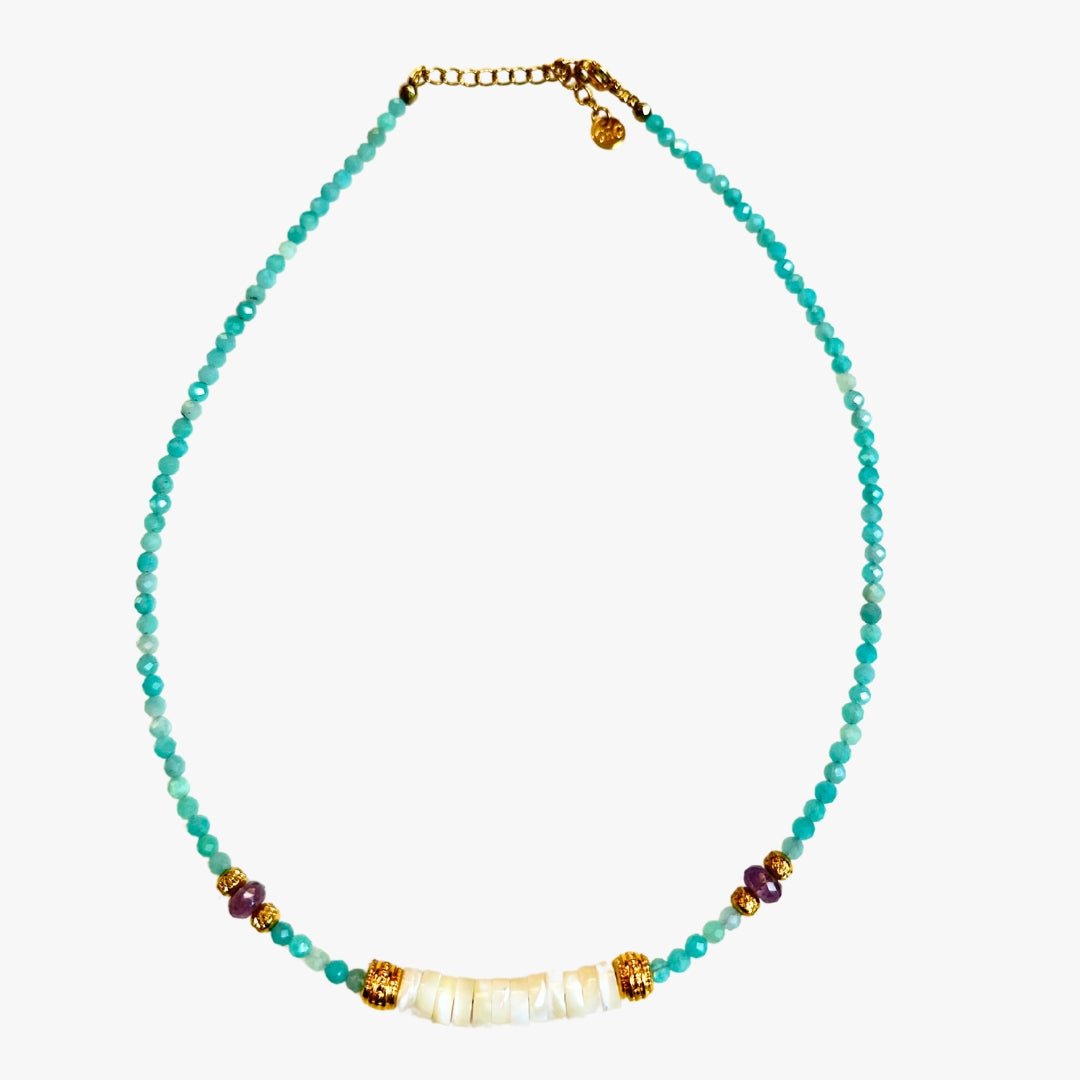 Amazonite and amethyst necklace GINANDGER Multicolored