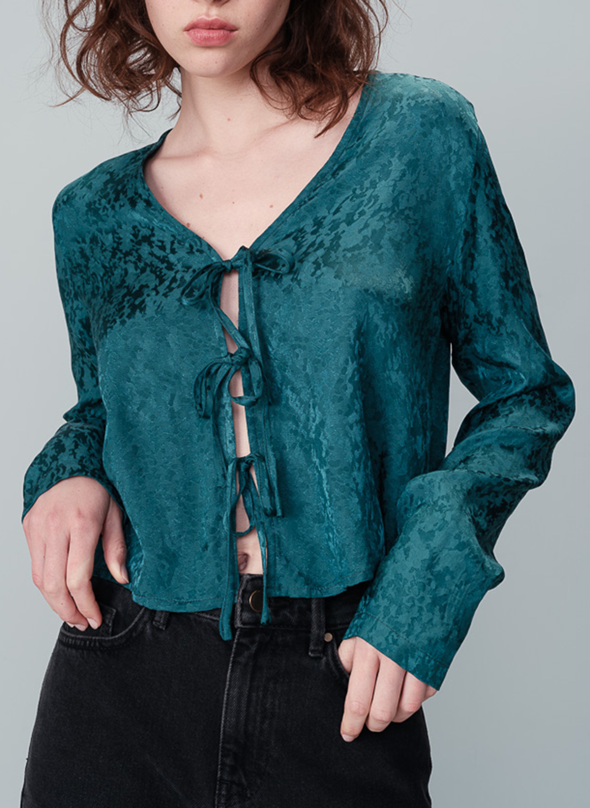 Jacquard V-neck top GRACE ET MILA Green