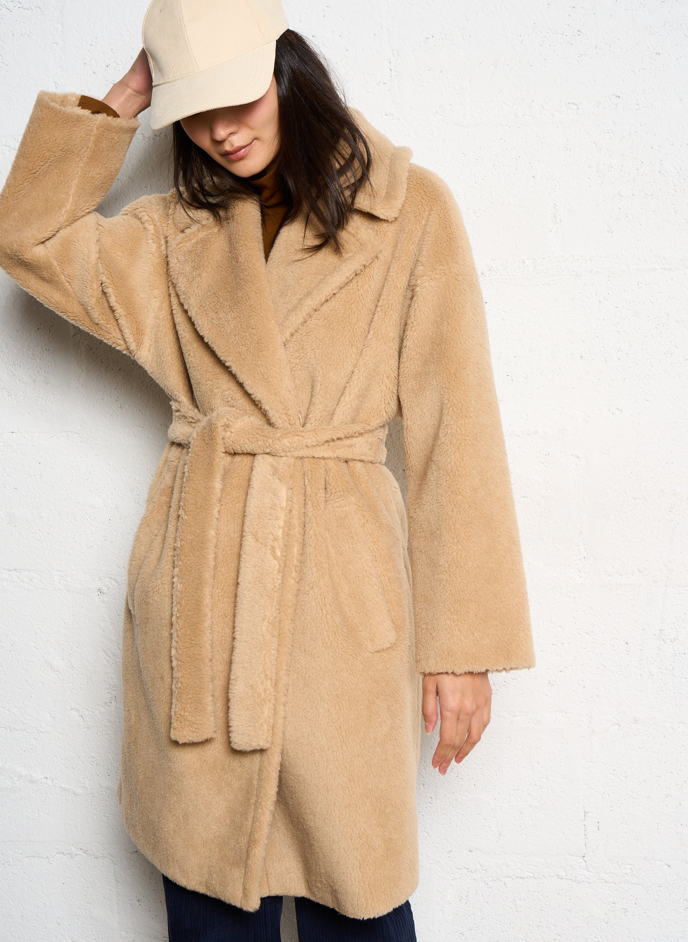 Manteau droit col tailleur en laine mélangée MAX MARA WEEK END Beige