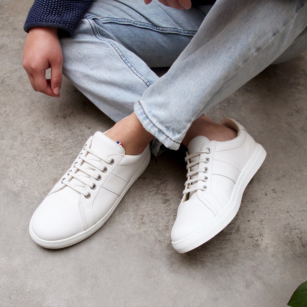 Grained leather Made-in-France sneakers JULES & JENN White