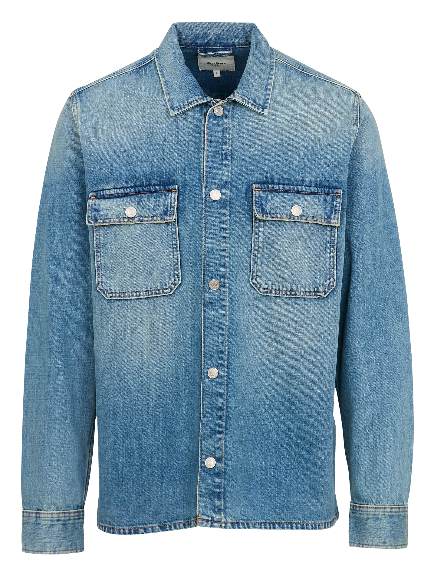 Buttoned straight denim shirt PEPE JEANS Blue