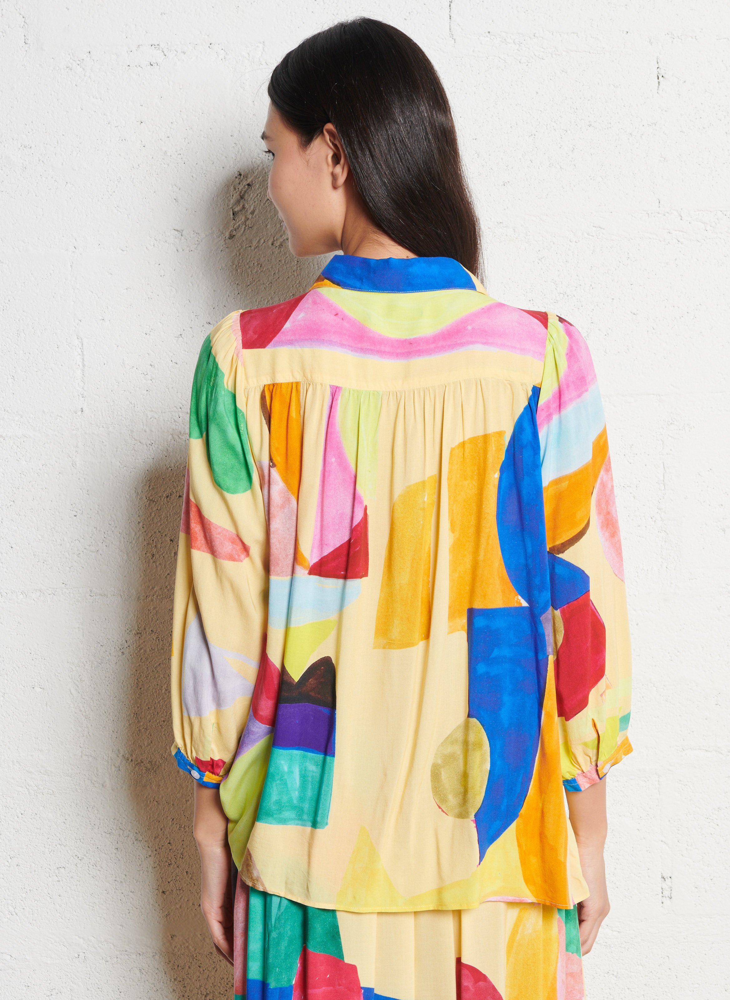 Loose-fit shirt with classic collar G.KERO Yellow