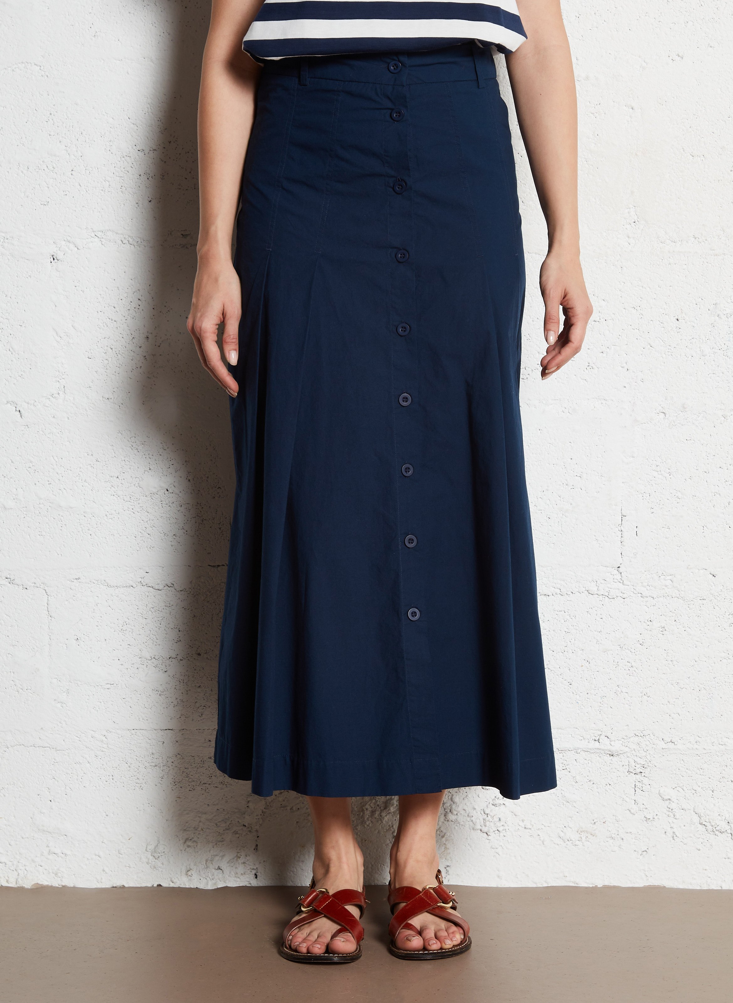 Jupe midi en coton THE TINY BIG SISTER Bleu