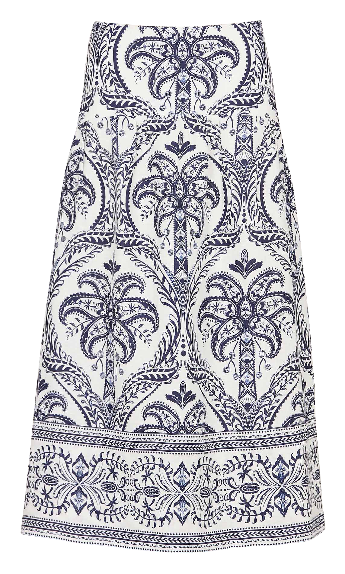 Printed linen midi skirt FARM RIO Blue