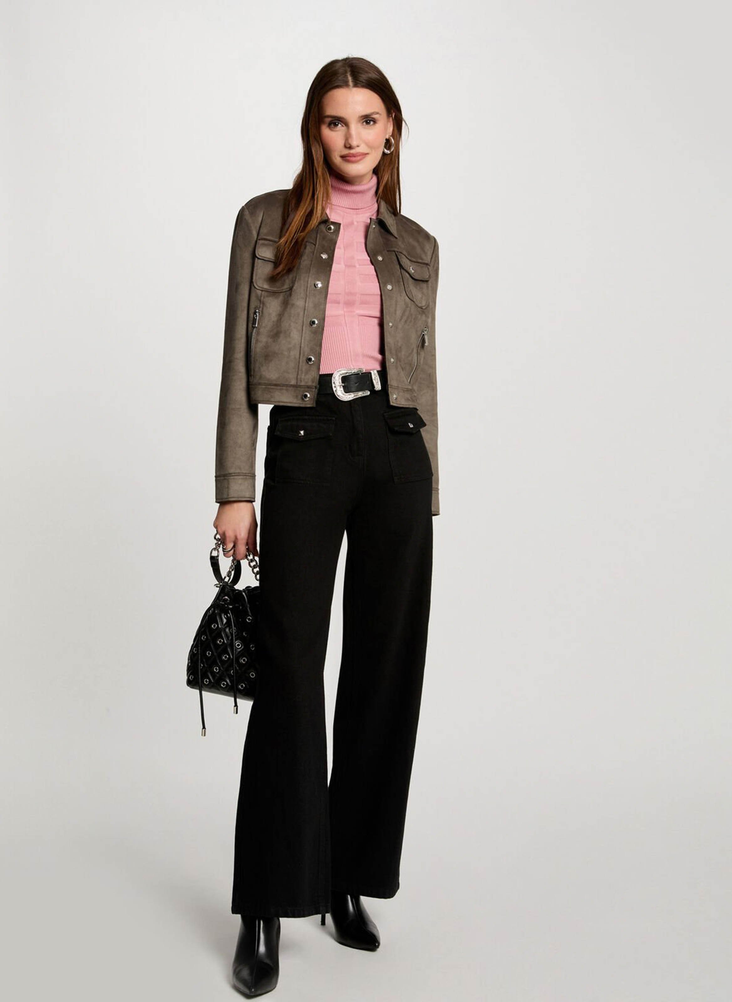 Short velvet jacket MORGAN Green